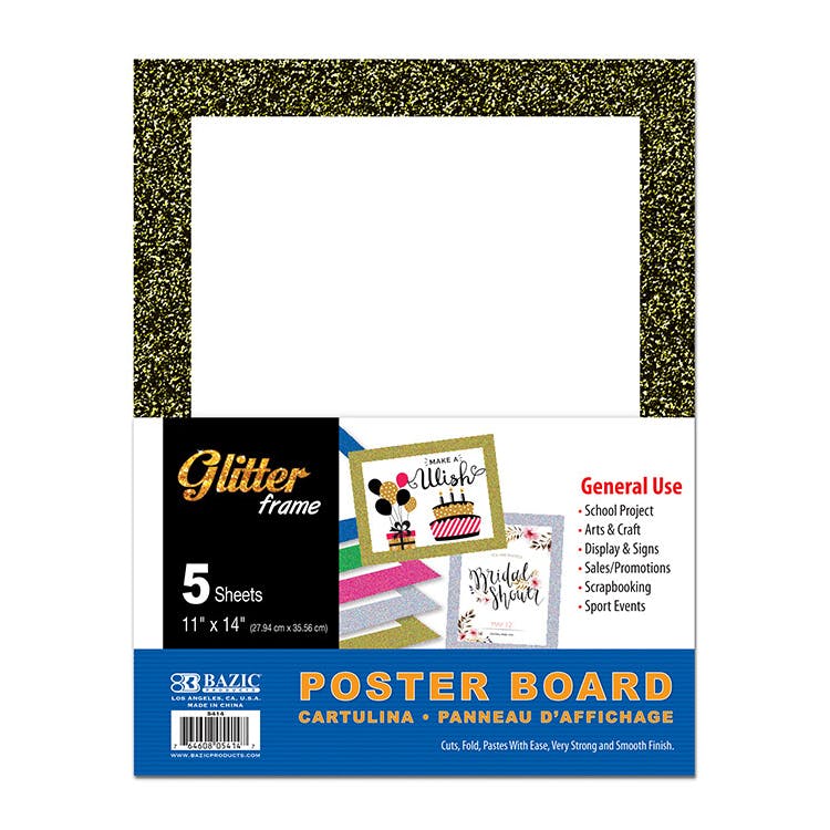 Poster Boards with Glitter Frames - 5 Pack 11" X 14" 3