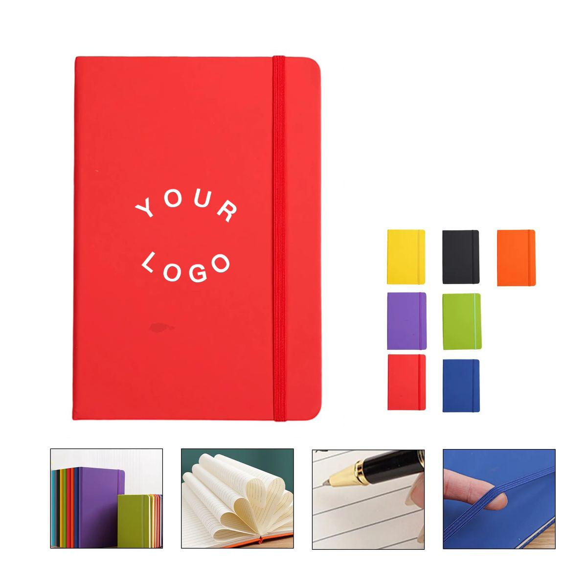 A5 PU Leather Journal Notebook with Elastic Strap