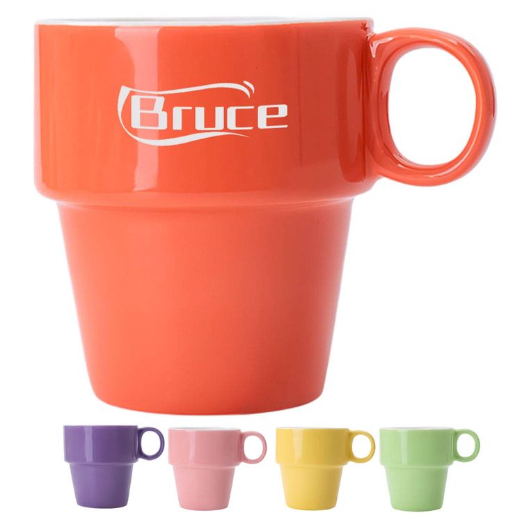 Stackable Promos 9 oz. Smooth Space Saving Stackable Ceramic Coffee Mug | Purely Promo ...