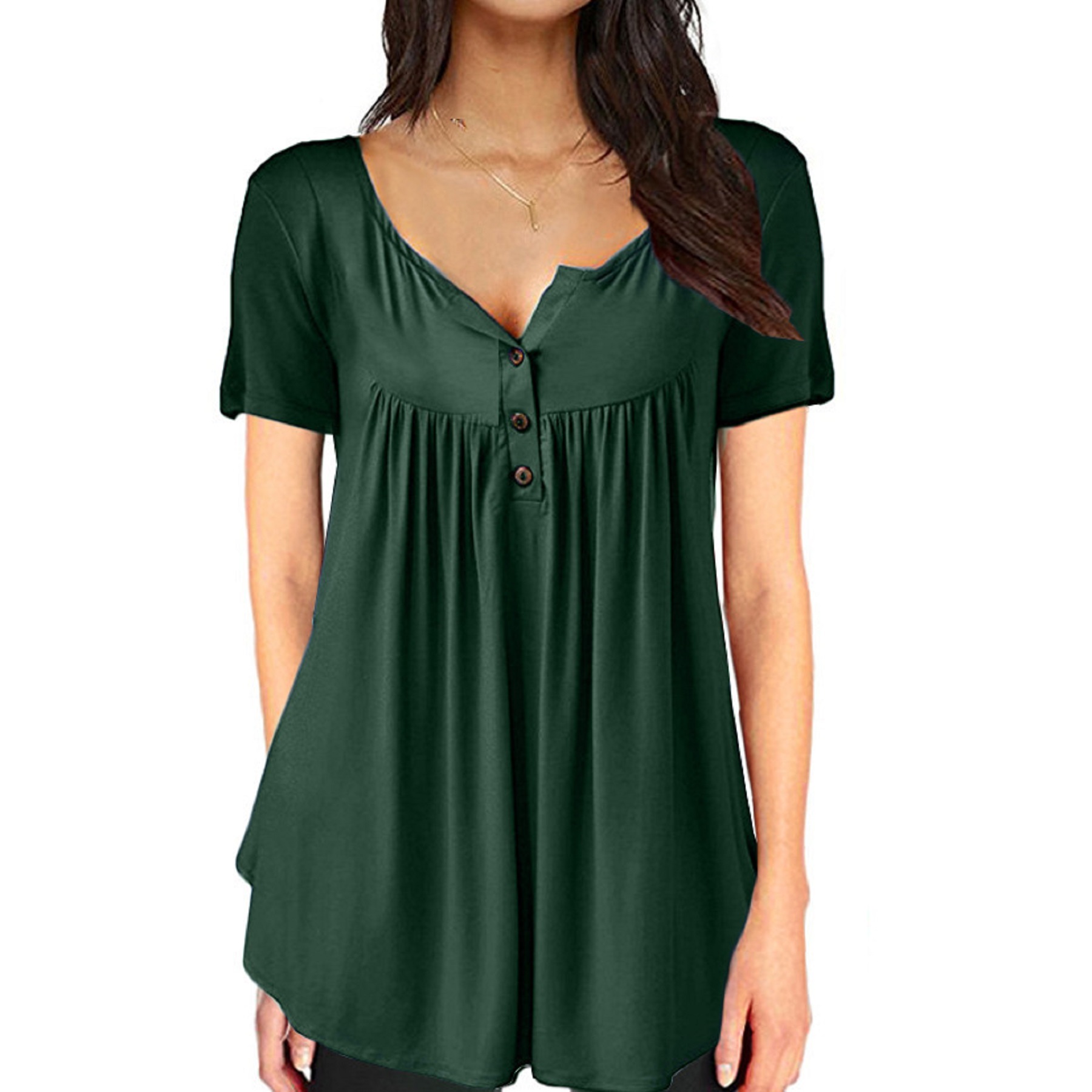 Women's Long Sleeve Henley Shirt Casual Button Up Tunic Tops 27