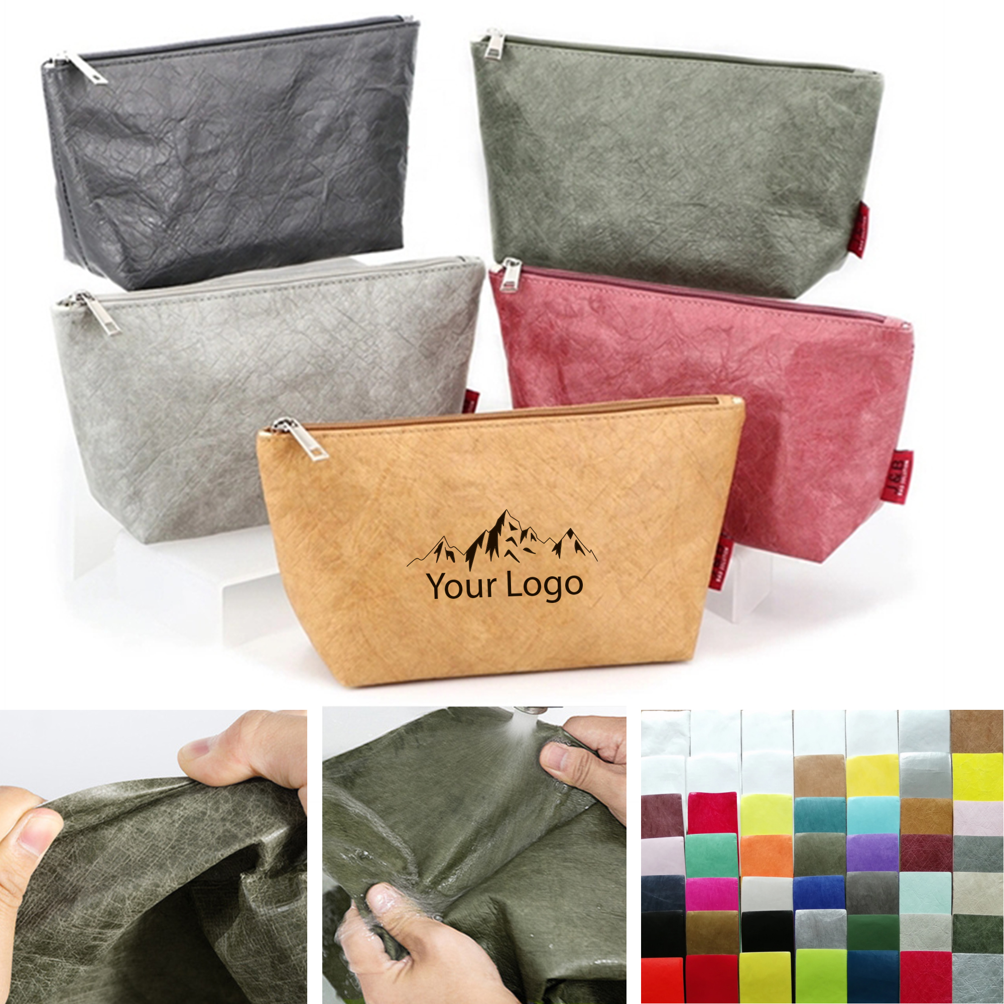 Reusable Dupont Paper Toiletry Bag Zipper Organizer 6