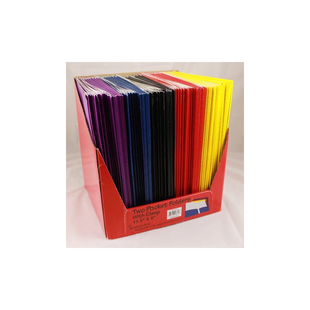 2 Pocket Folders with 3 Prongs - Assorted Gloss Colors Heavy Weight 3
