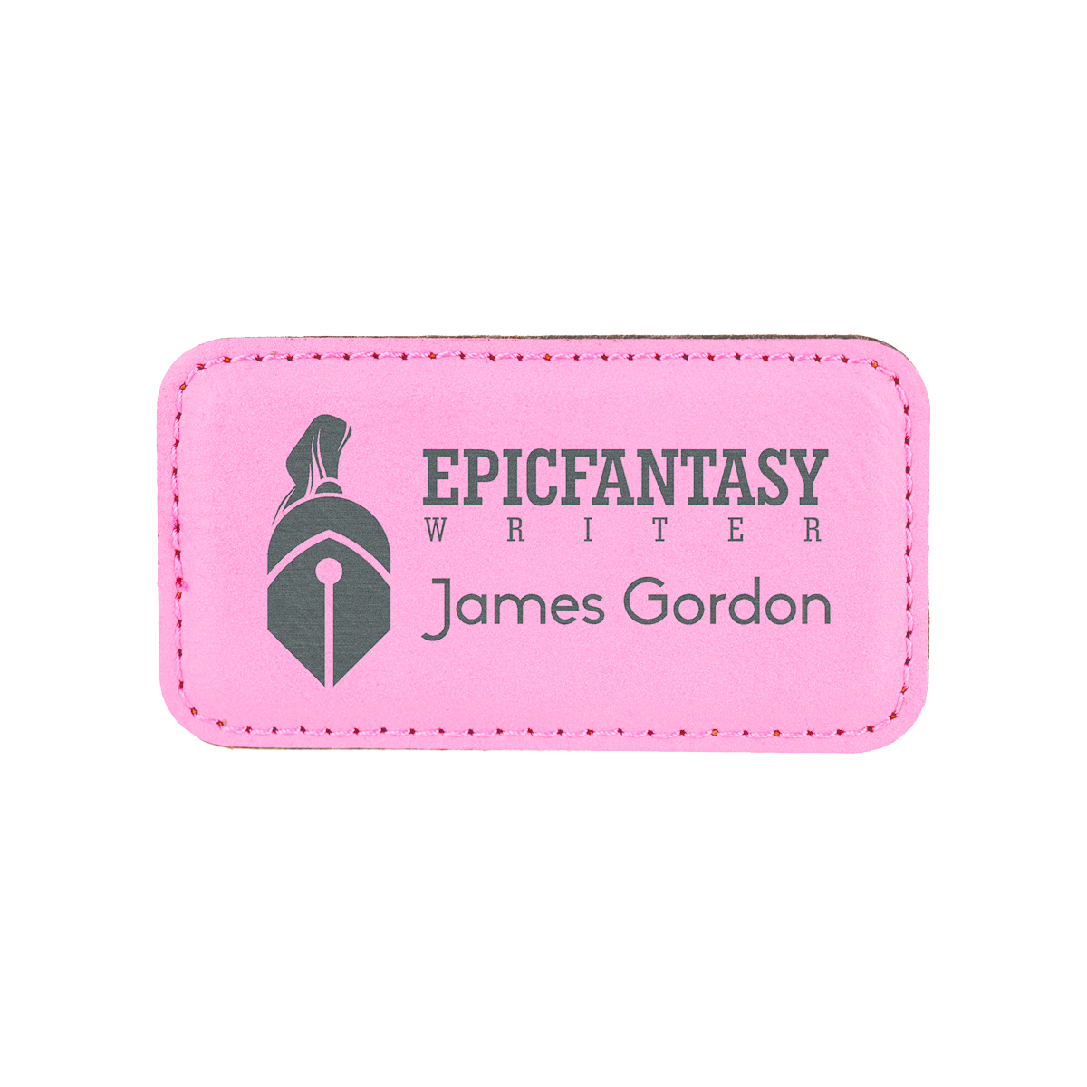 3 1/4" x 1 3/4" Pink Leatherette Badge w/ Magnet