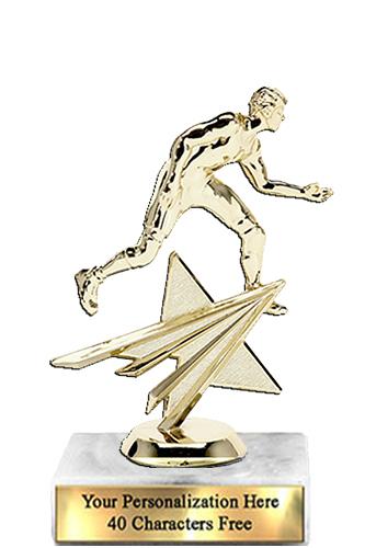 Trophy: 7", 2x3 white marble base, Wrestling Gold