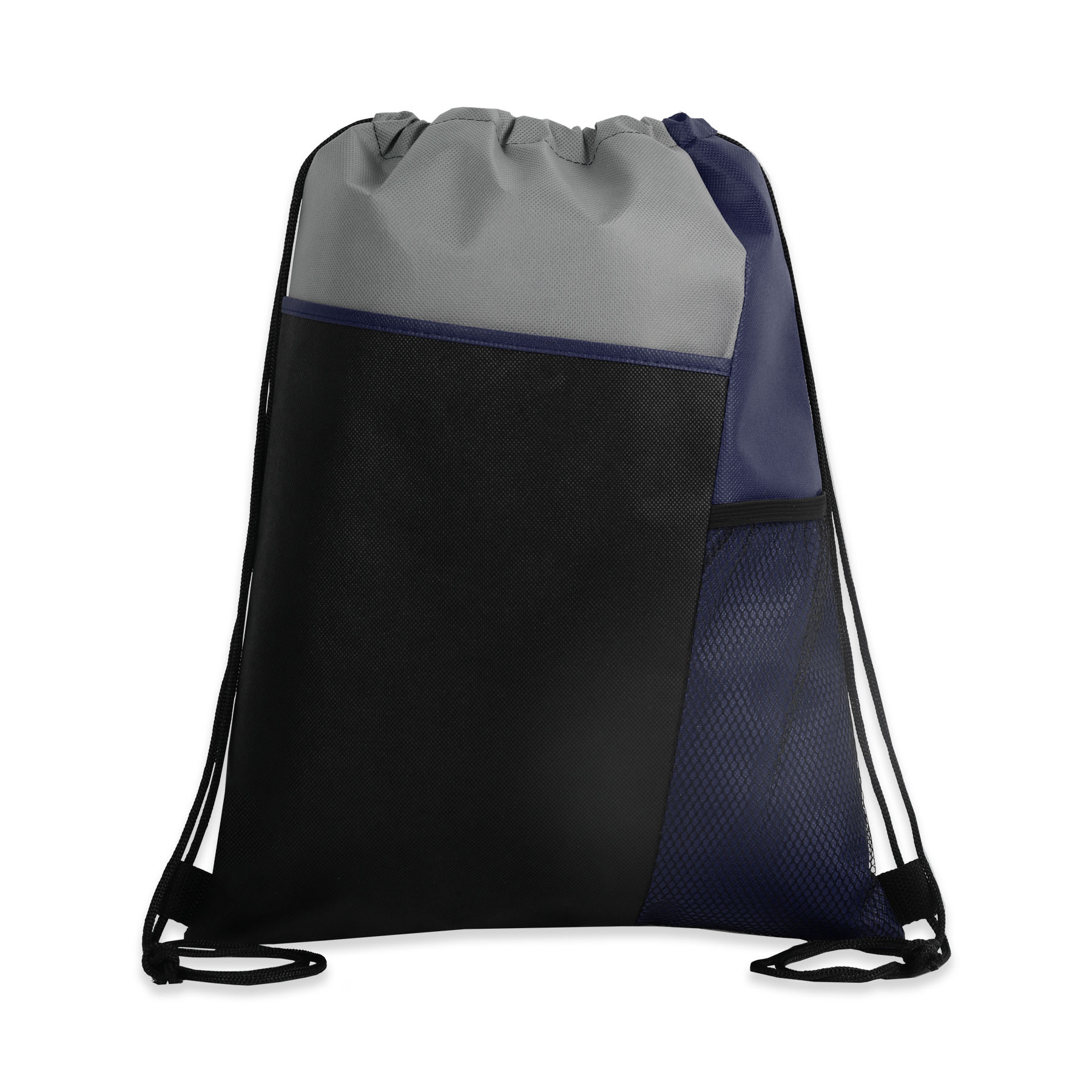Tri Color Drawstring Backpack with Front Mesh Pocket 81