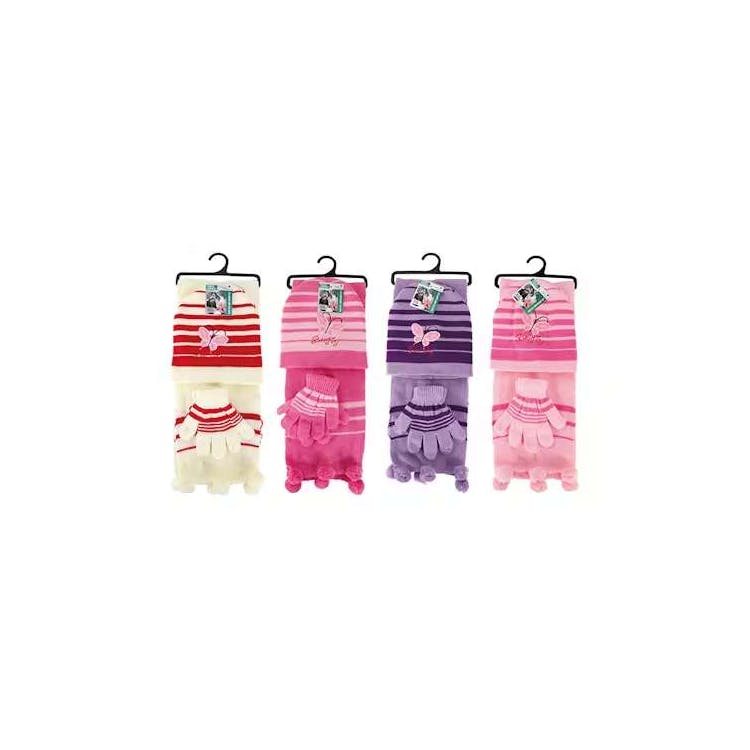 Girls' Hat Gloves and Scarf 3-Piece Sets - Assorted pack 3