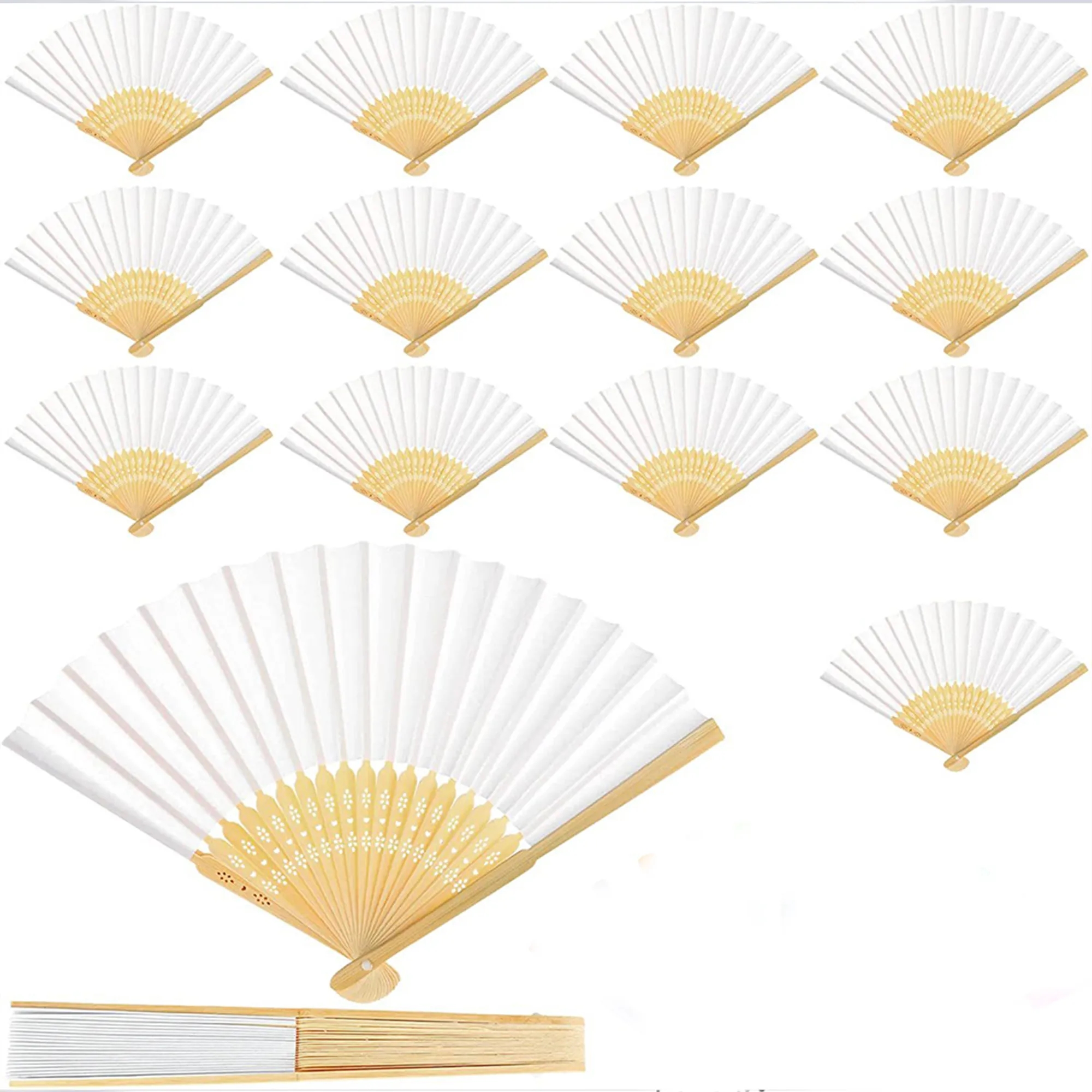 Custom Folding Handheld Paper Fan with Bamboo Handle 18
