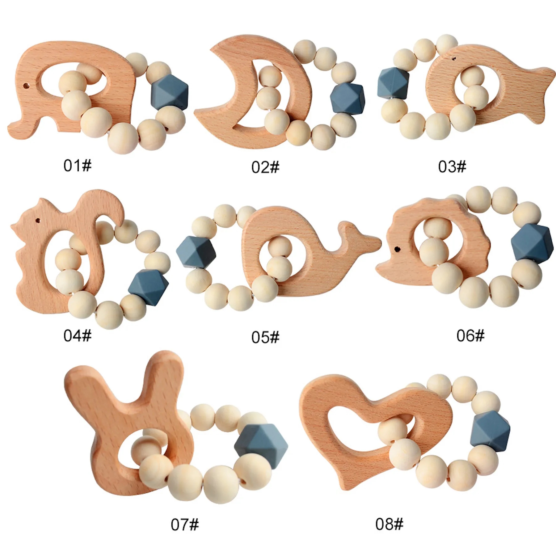 Natural Wood Teething Rattle : 3 M+ 21