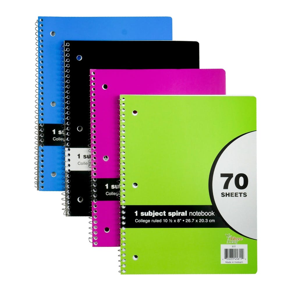 1 Subject College Ruled Spiral Notebook - 70 Sheets 6 Colors 3