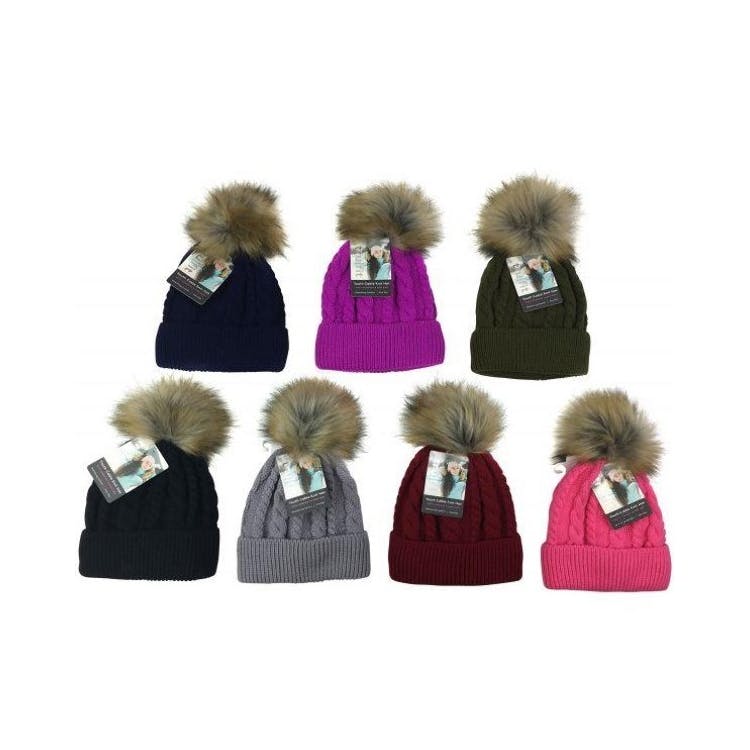 Kids' Cable Knit Beanies - Assorted 3