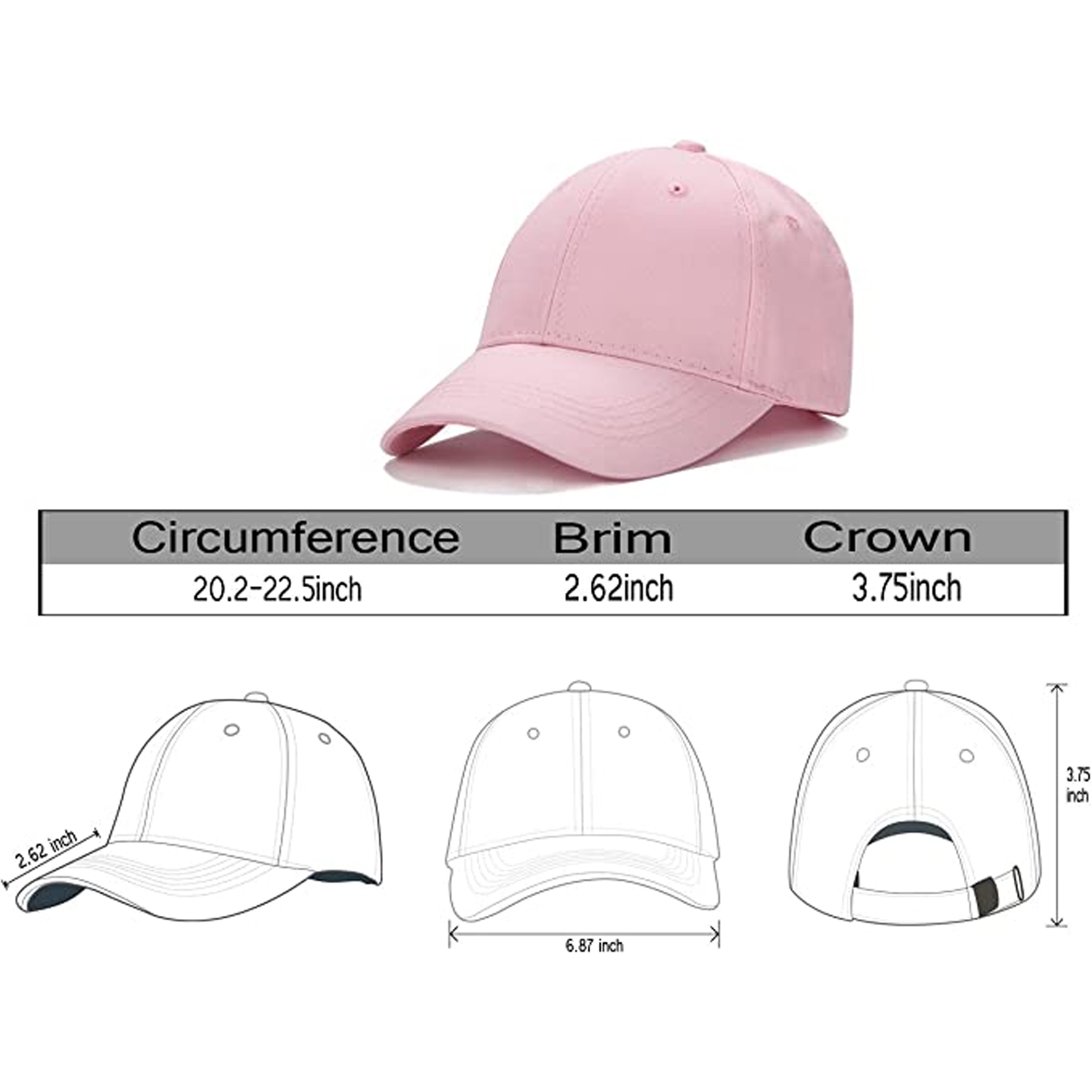 Kids Plain Cotton Adjustable Baseball Cap 7