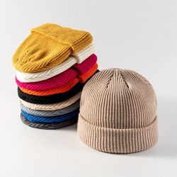 Winter Candy Color Knitted Melon Beanie Cap