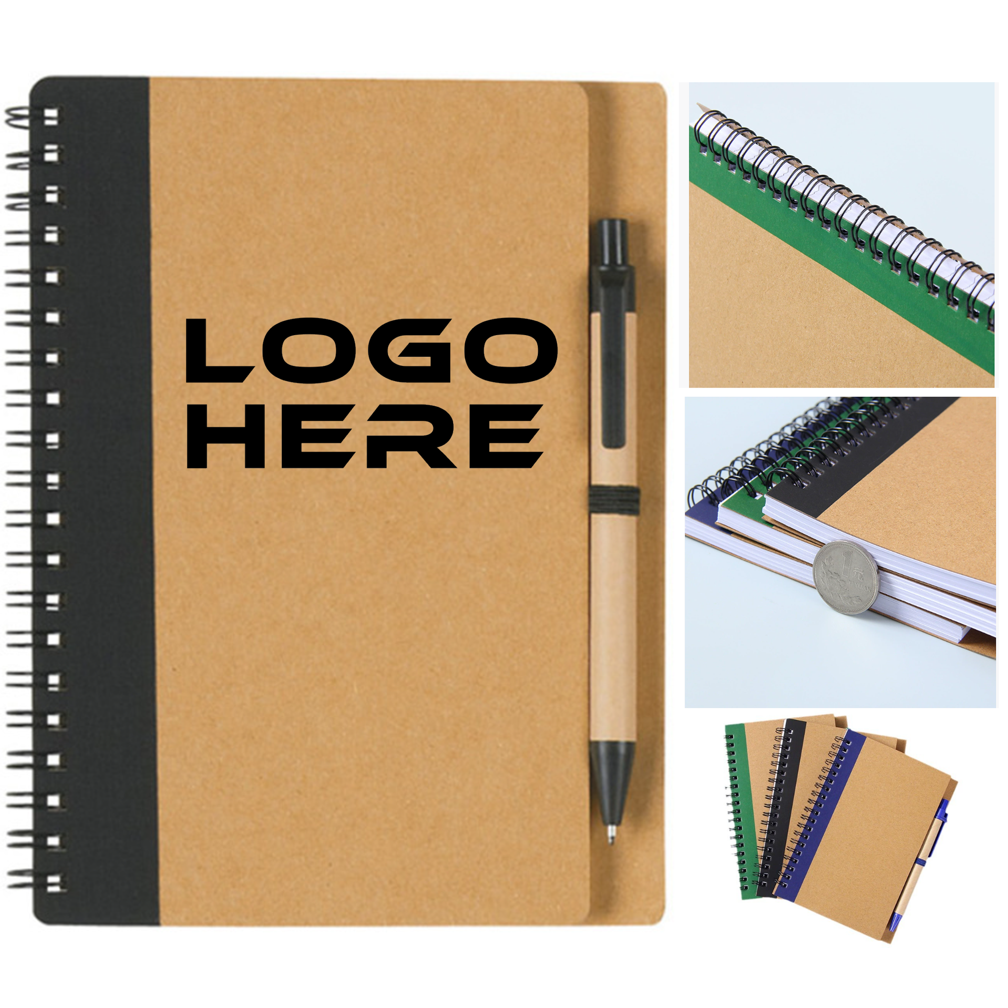 Eco-Friendly Soft Cover Spiral Notebook with Pen
