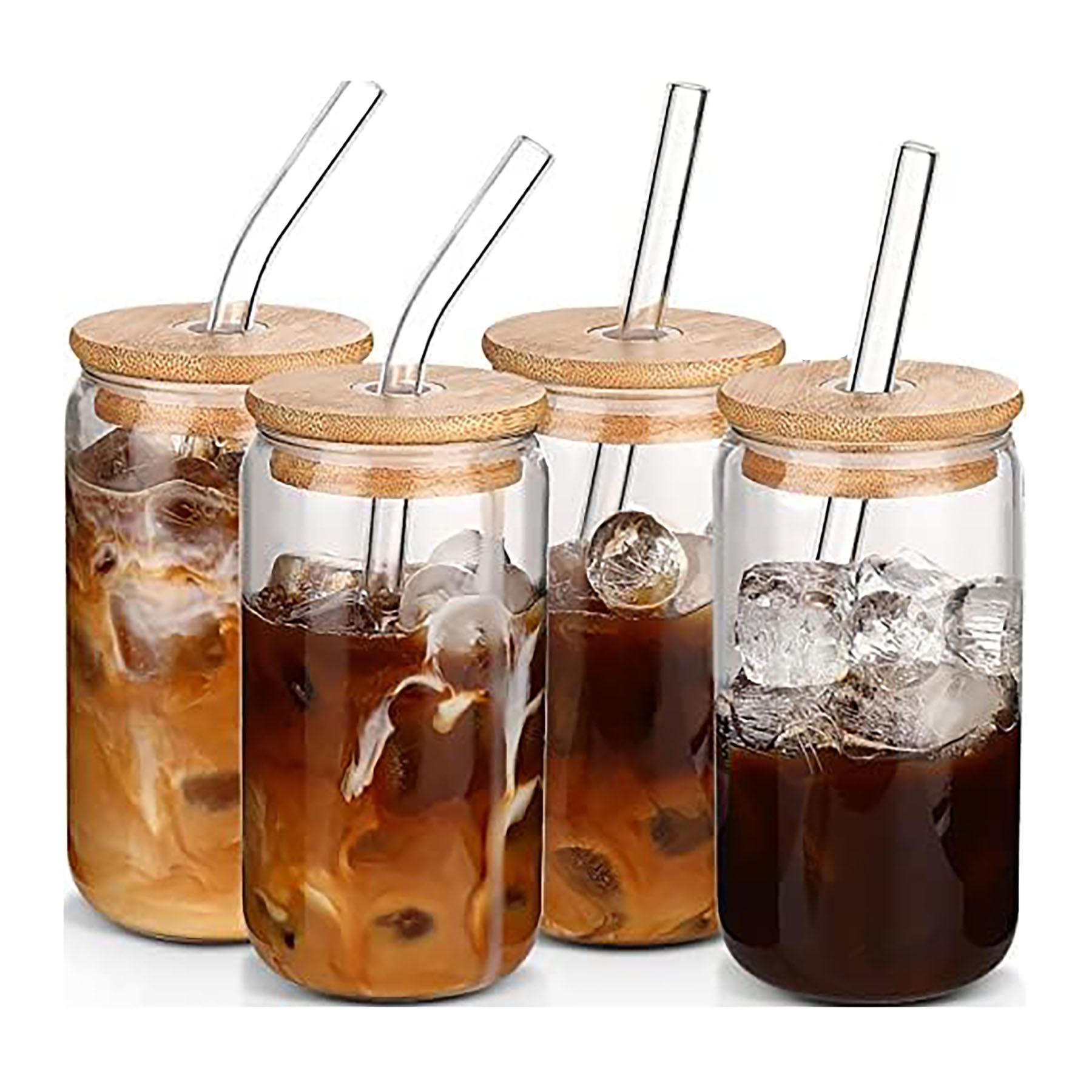 16oz Drinking Glass with Lid and Straw 4