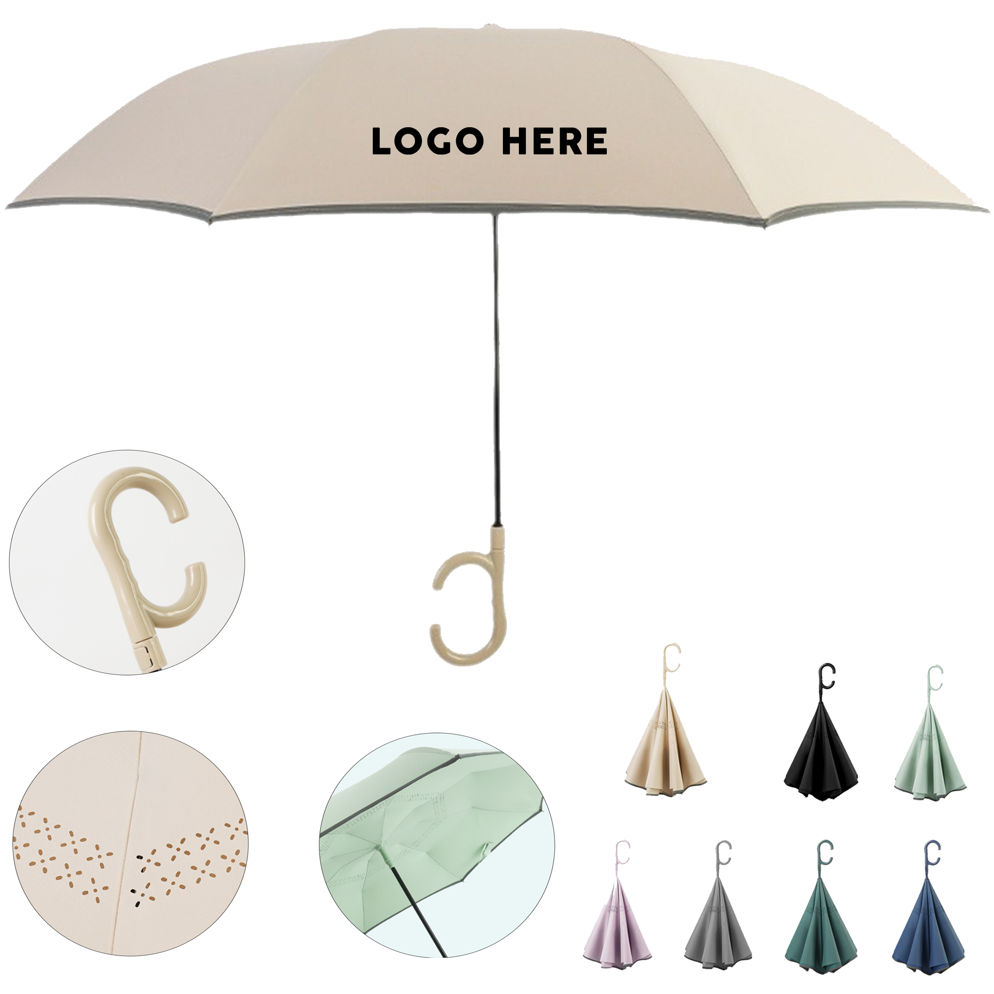 C Hook Handle Inverted Reverse Umbrella 2