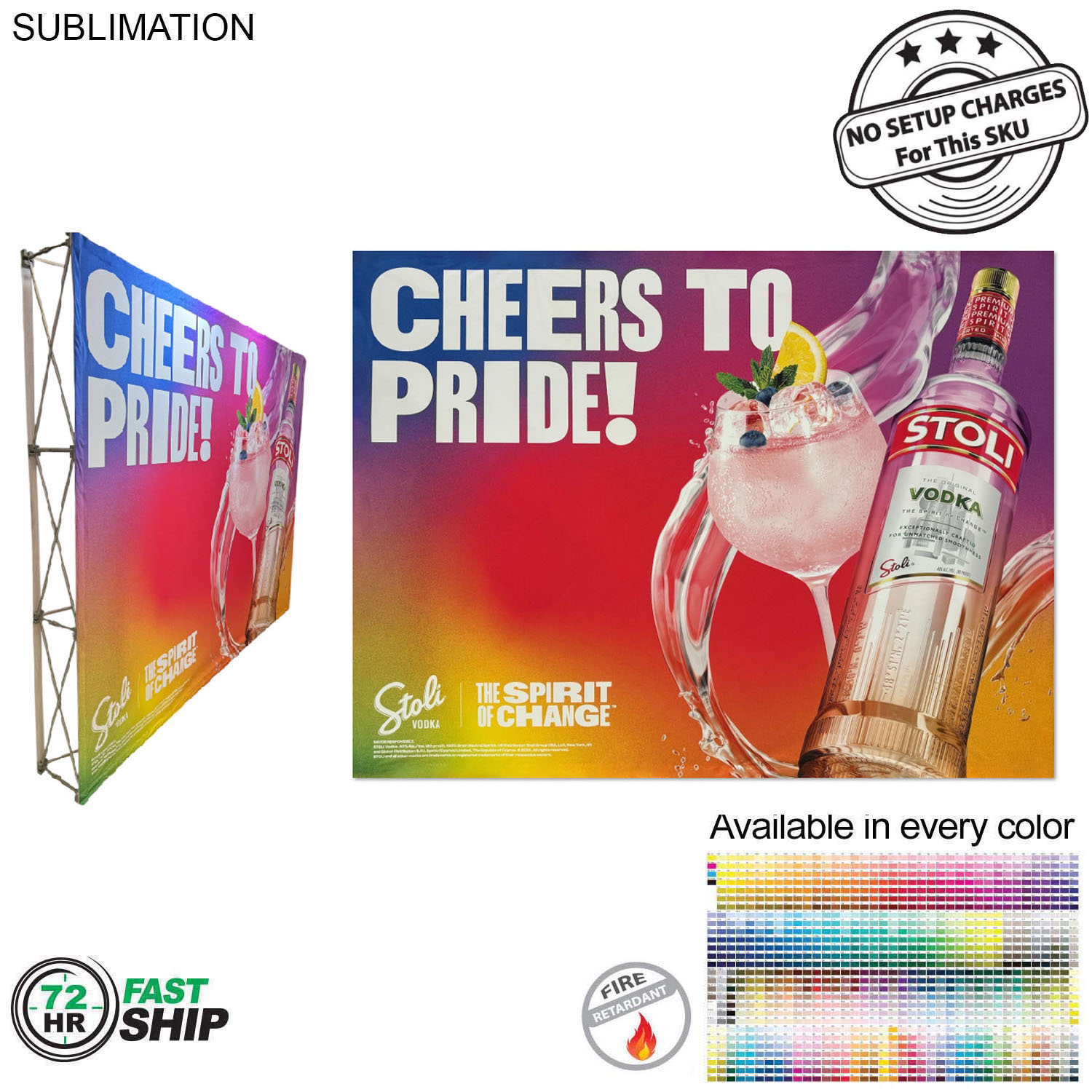 72 Hr Fast Ship - 10' Straight Wall Full Height Tension Fabric Pop-up Display Kit, NO SETUP CHARGE 12