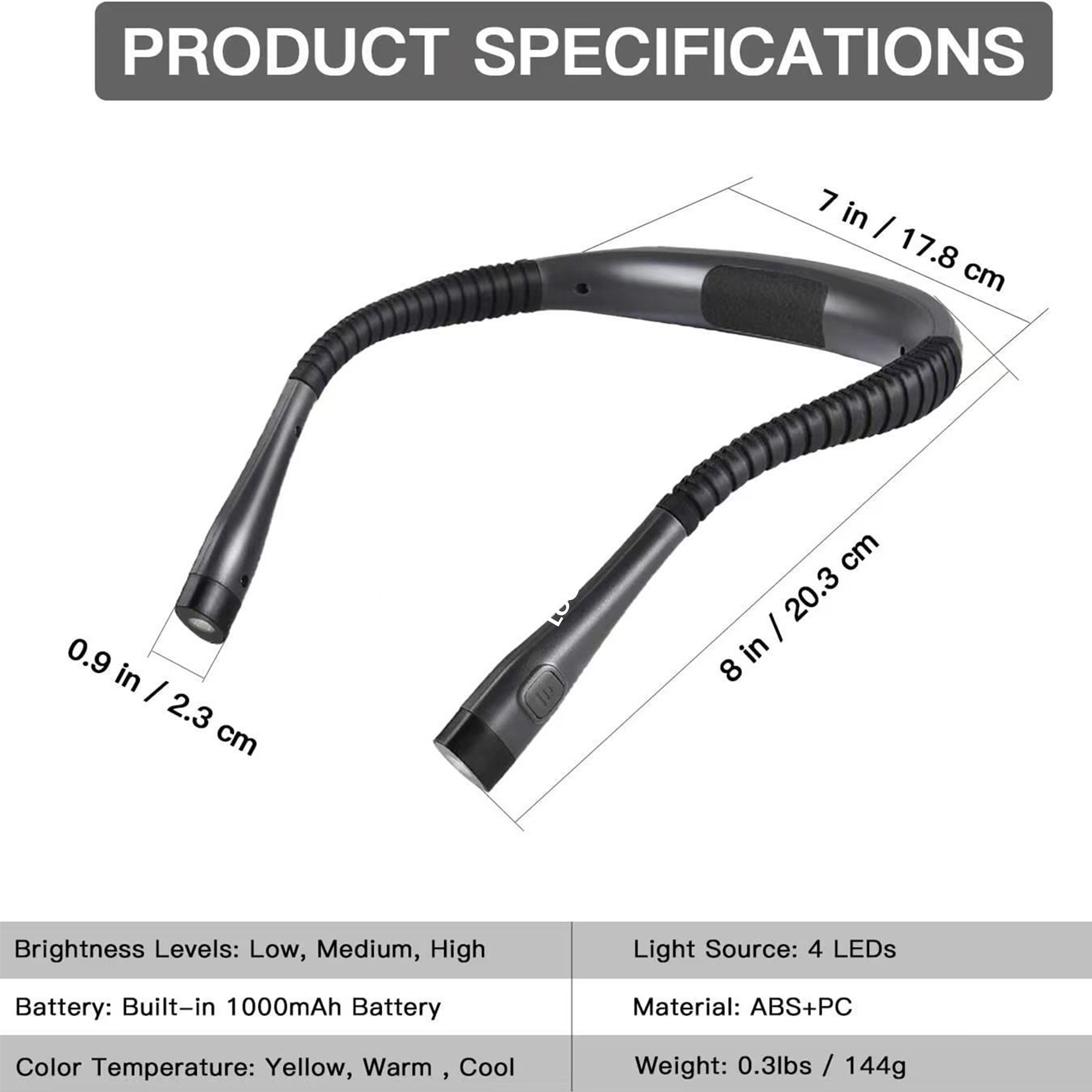 Hands-Free Neck Light - Rechargeable, 3 Color Settings 4