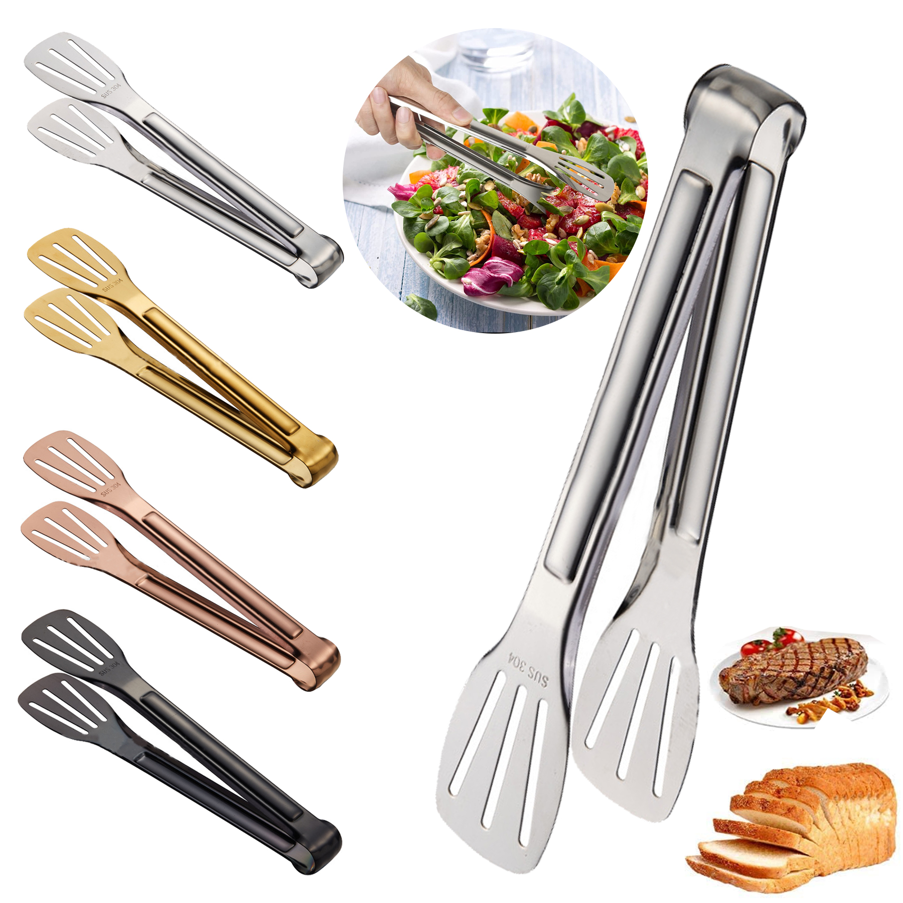 7" Stainless Steel Food Tong 6