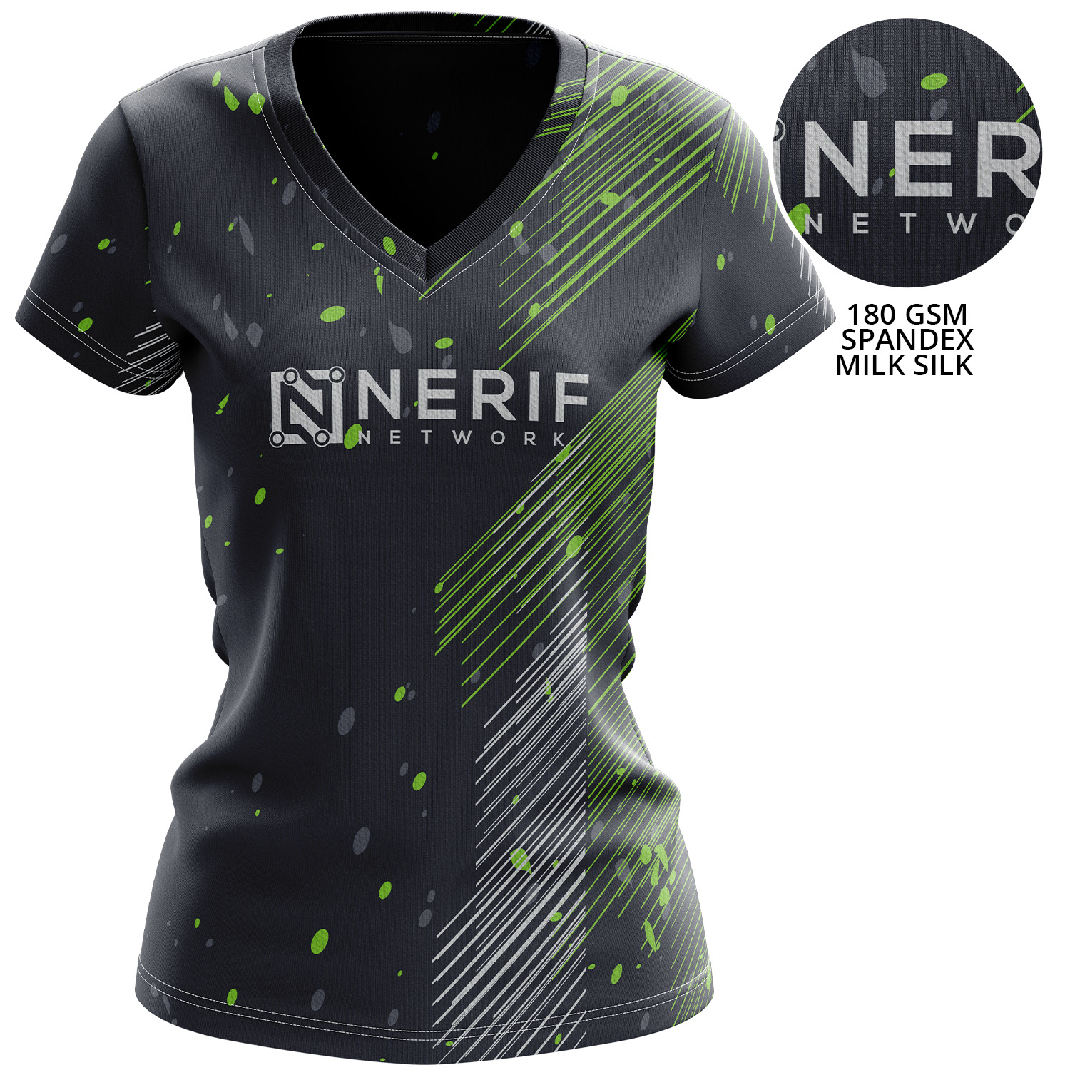 Women's 180 GSM Spandex Milk Silk Sublimation Performance V-Neck T-shirt