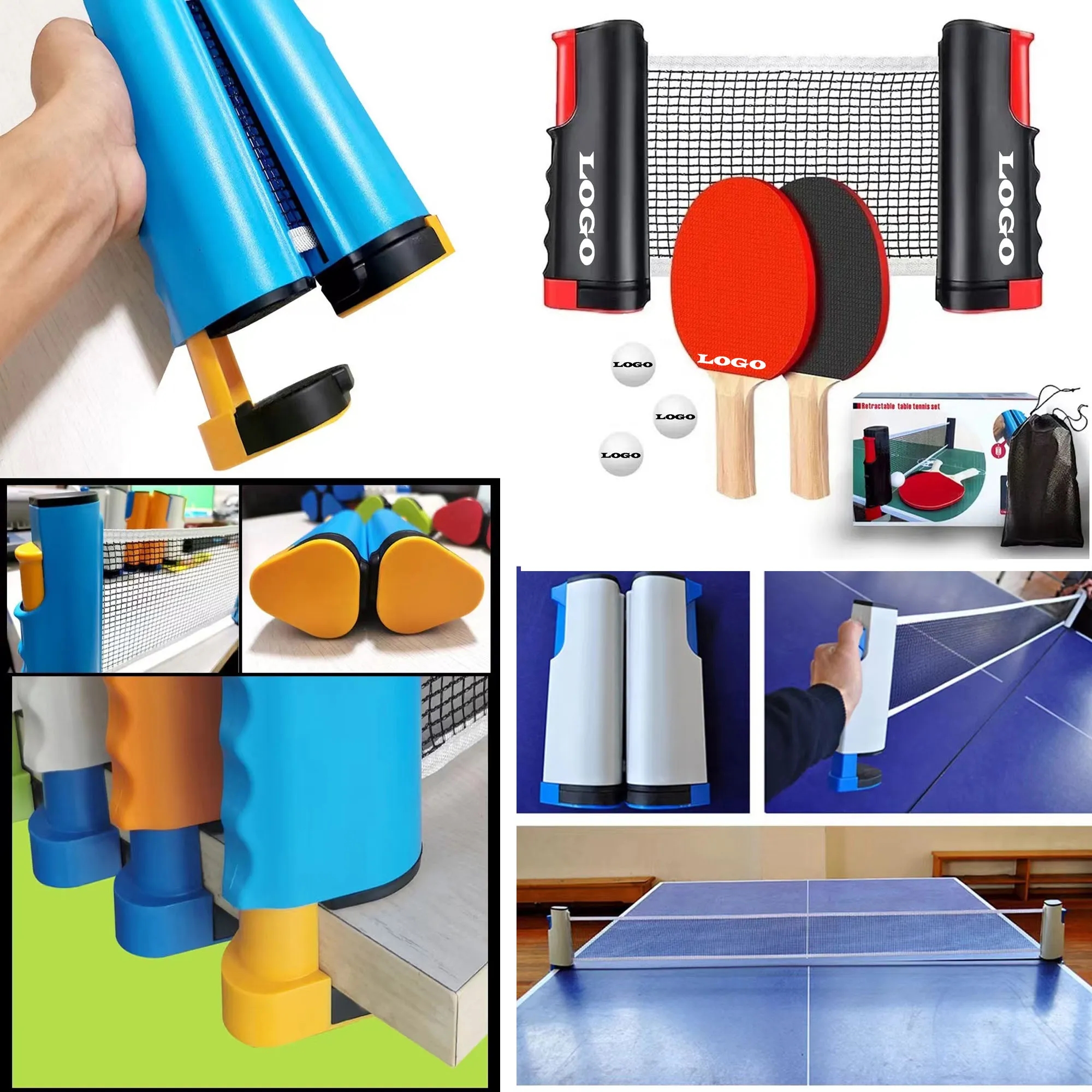 Portable Table Tennis Set With Retractable Net 12