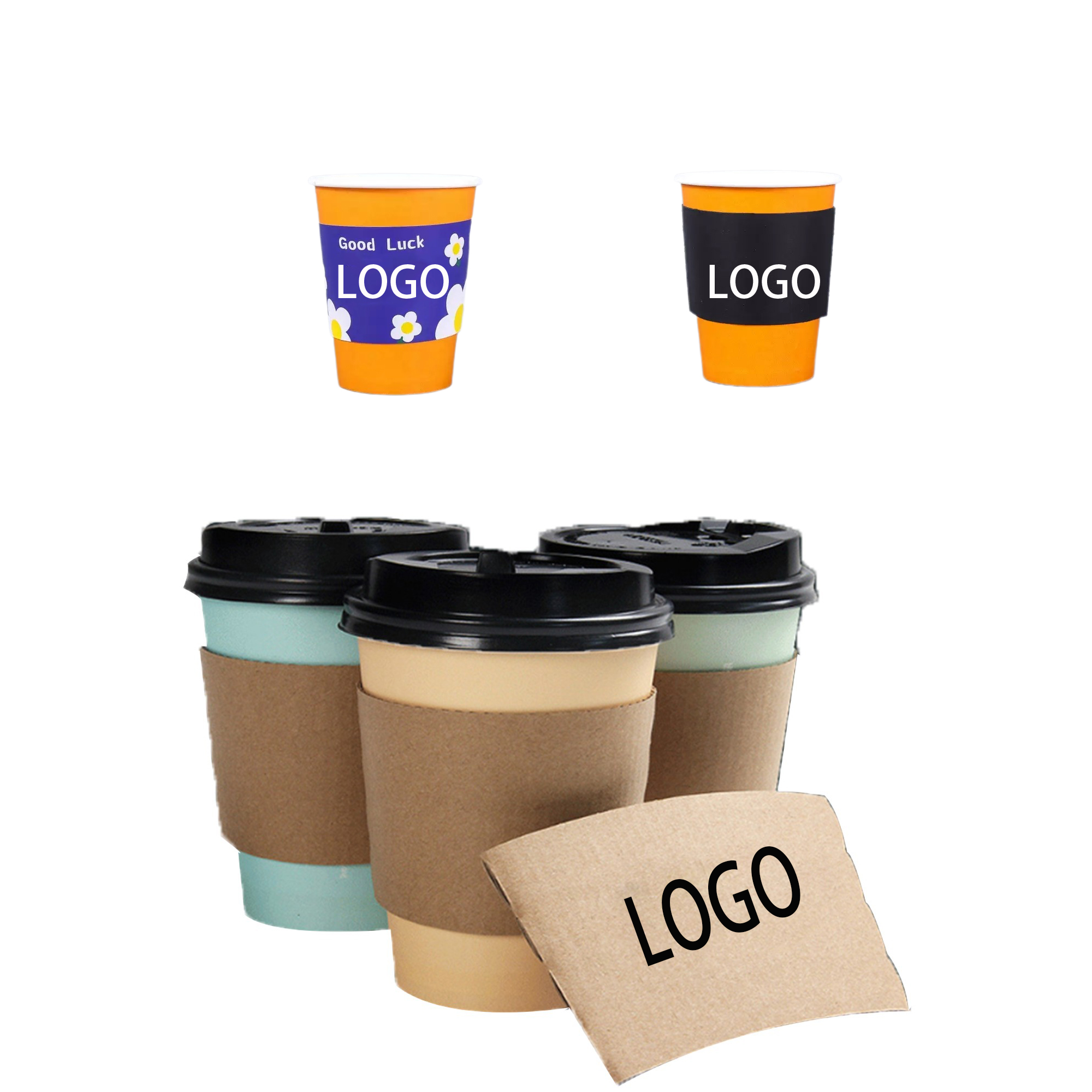 Brown Paper Coffee Cup Cover MOQ 100pcs 4