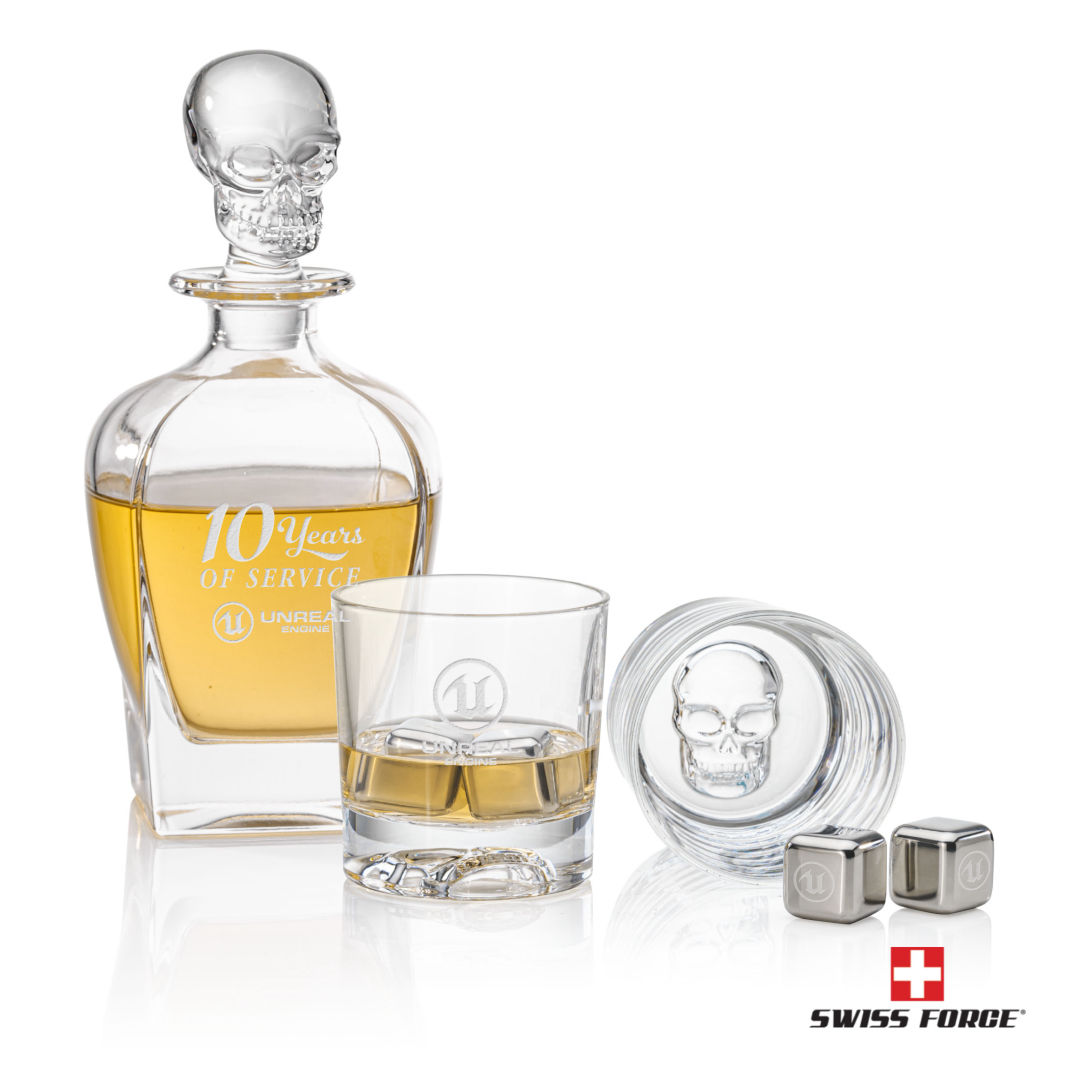 Delrina Scull Decanter Set & Ice Cubes - BWA201-SL | Branding Ideas ...