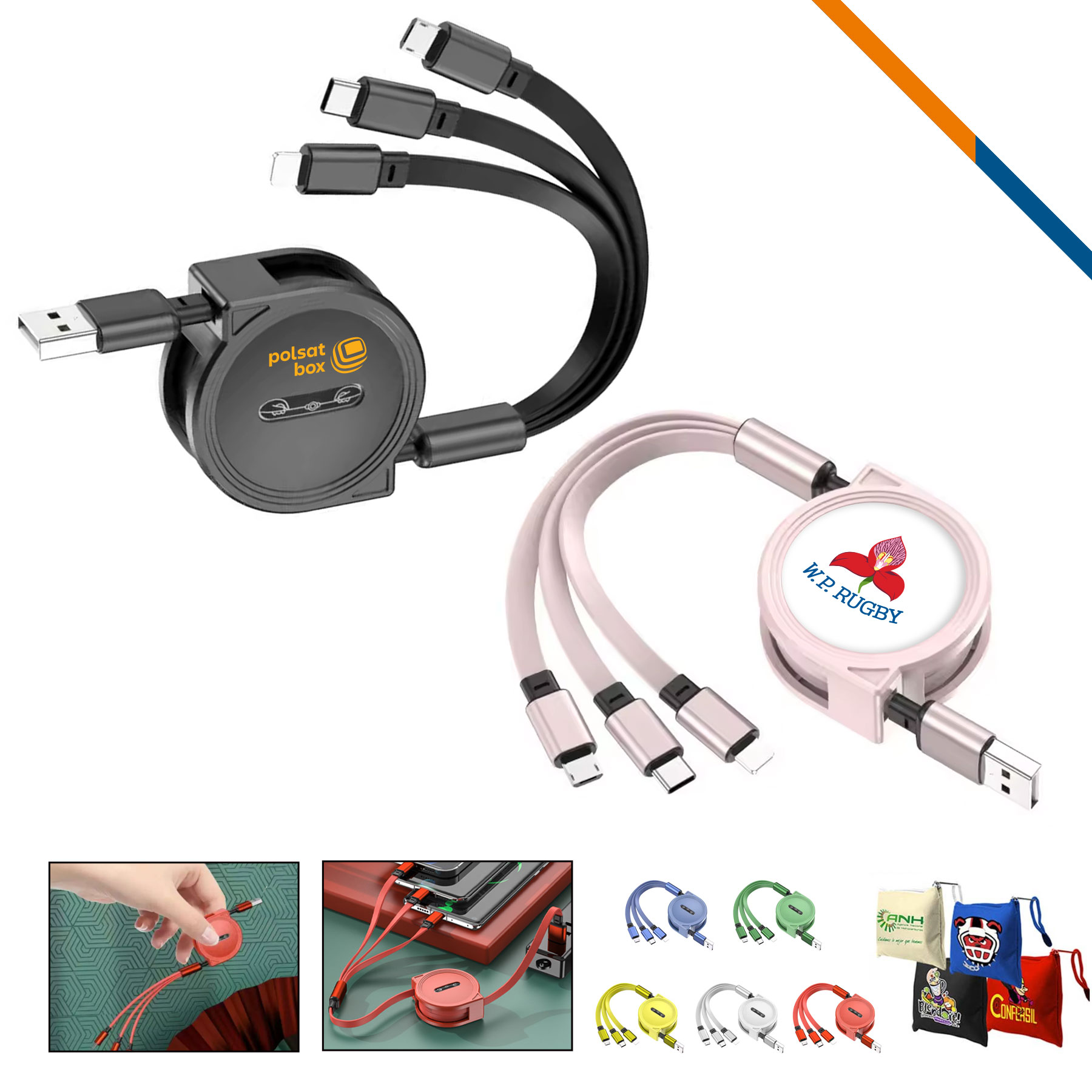 Avery 3in1 Retractable Fast Charging Cable