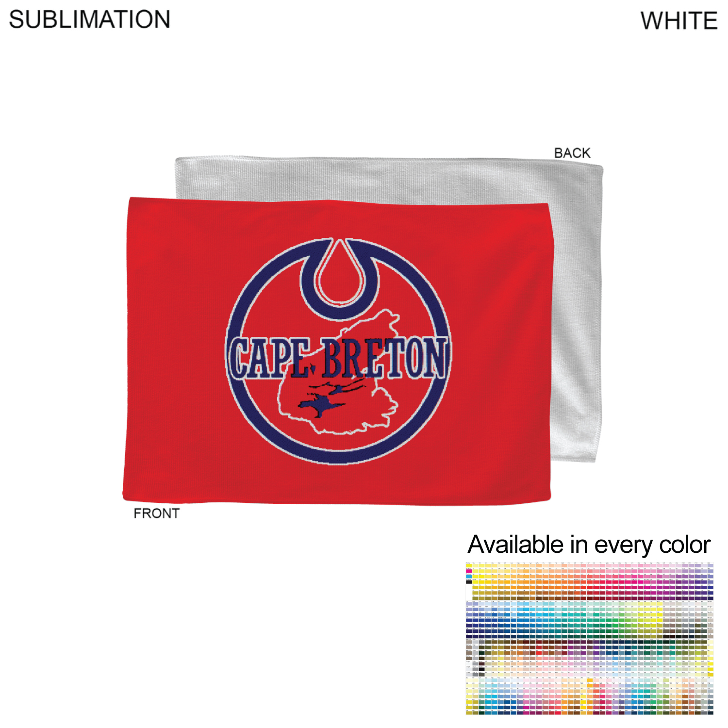 Colored Microfiber Dri-Lite Terry Rally, Sports, Skate Towel, 12x18 Sublimated Edge to Edge 1 side 10