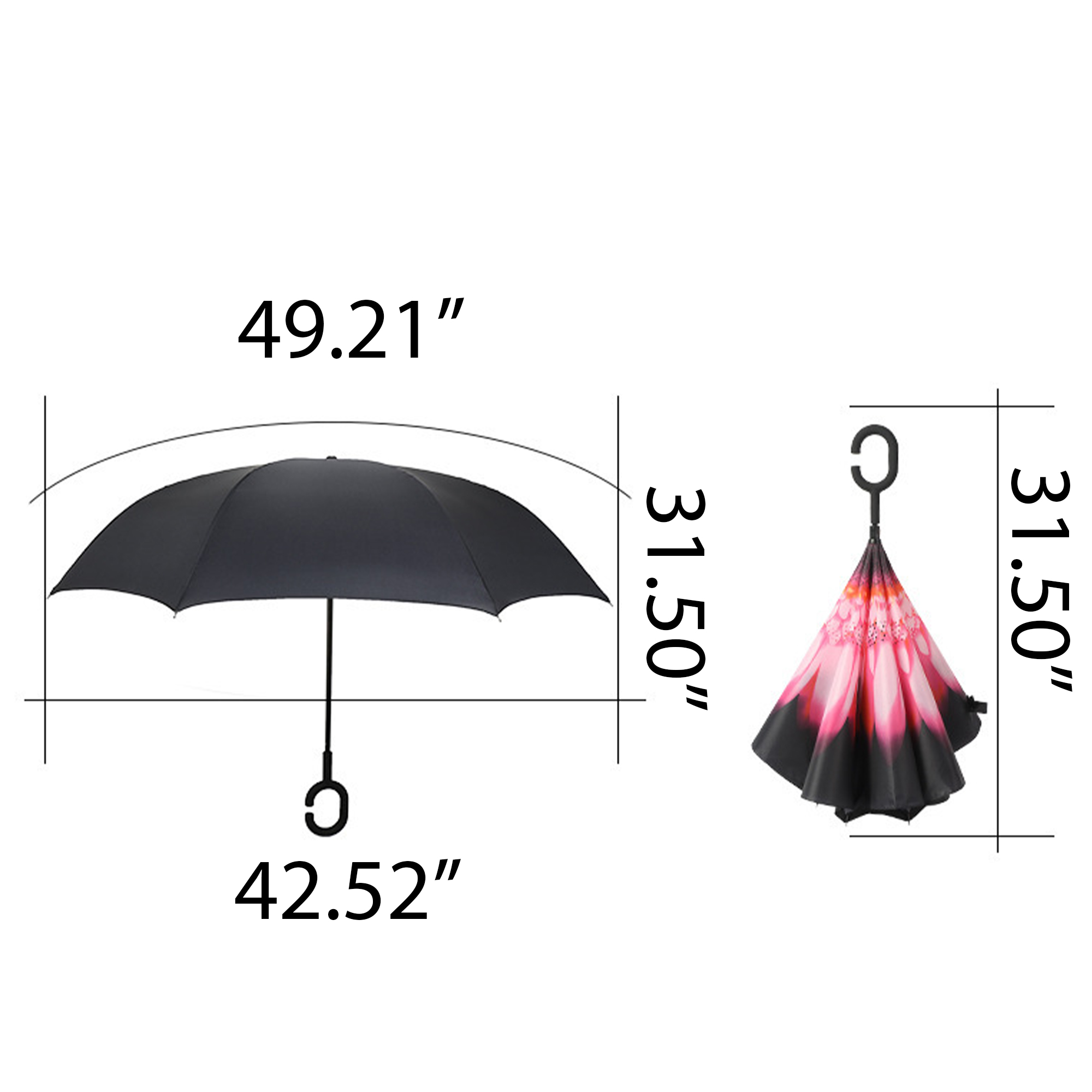 C-Shaped Handle Hands-Free Stand-Up Inverted Umbrella 7