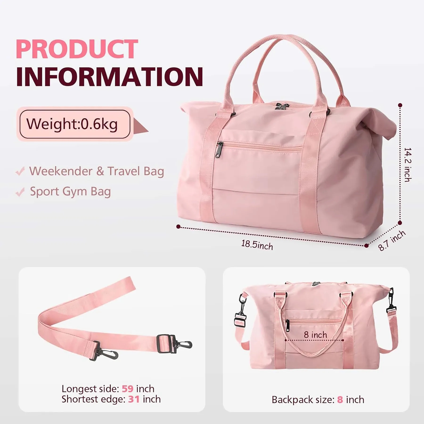 Travel Duffel Waterproof Weekend Bag 21