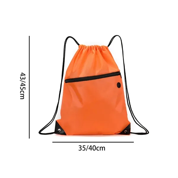 Custom Drawstring Bag with Front Zipper Pocket — Everyday Carry Lightweight Backpack 7