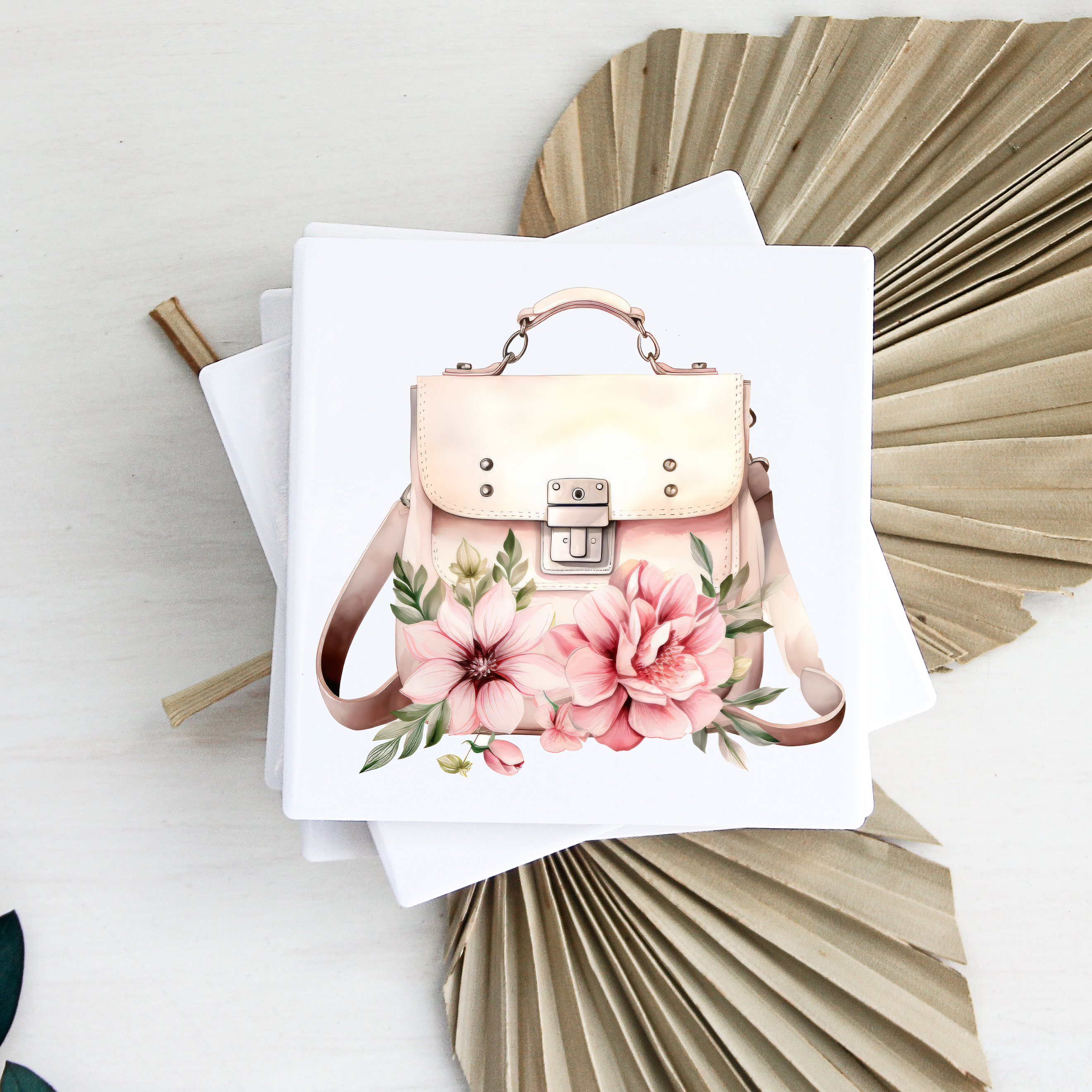 Square Coaster Semi-Gloss White Ceramic 19