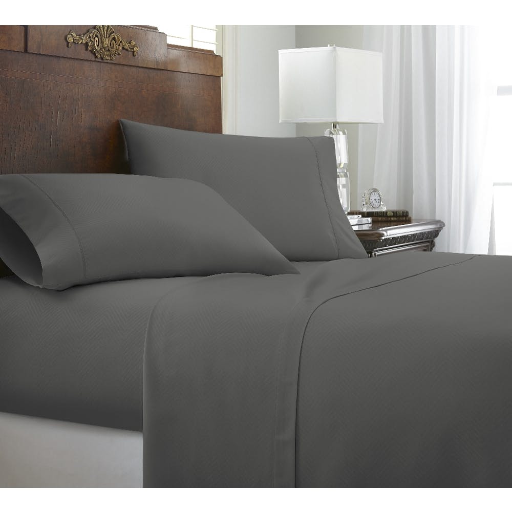 Premium Embossed Sheet Sets - Gray Chevron Design Twin 3 Piece 3