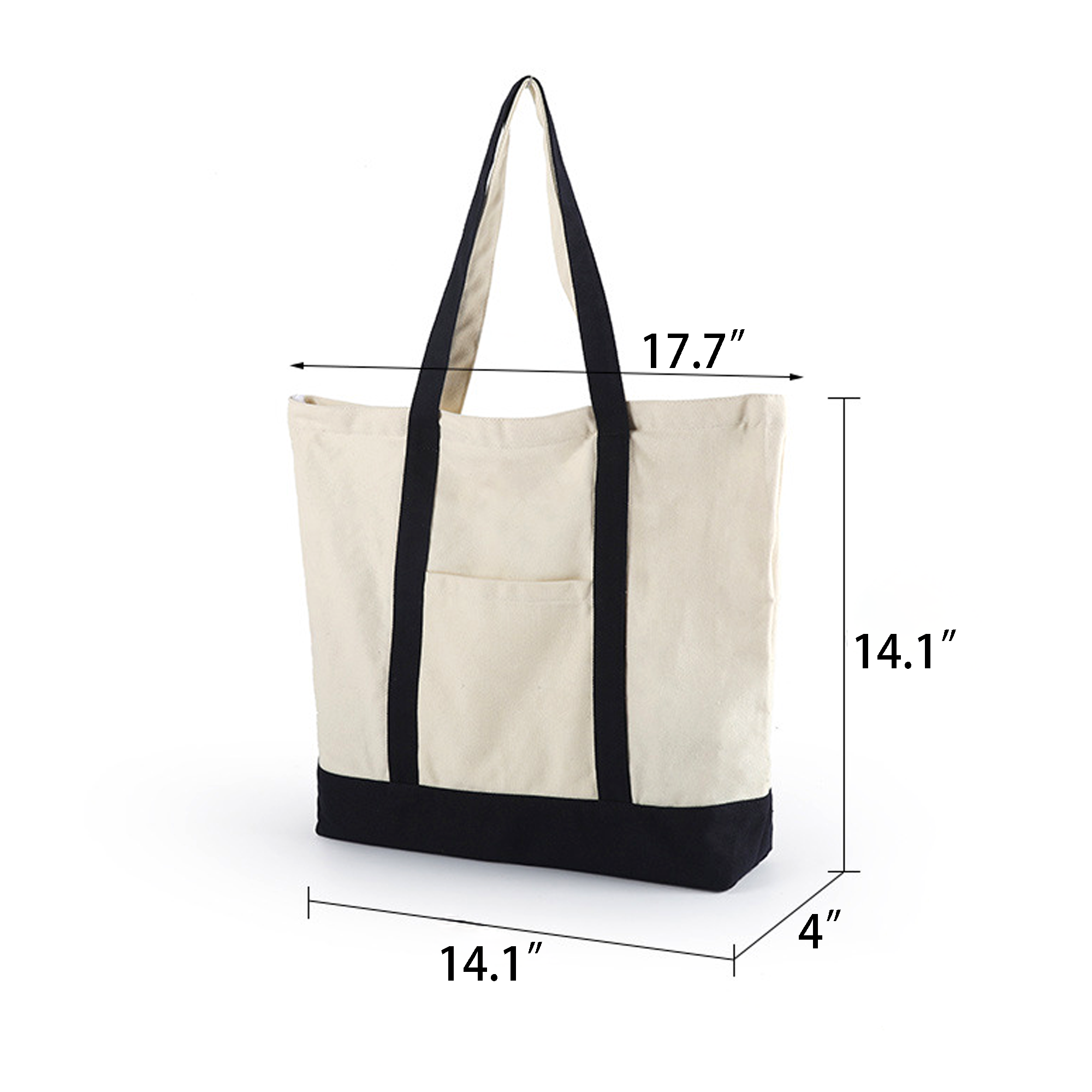 Reusable Heavy-Duty Canvas Tote with Zipper & Pocket, custom tote bag with logo imprint 6