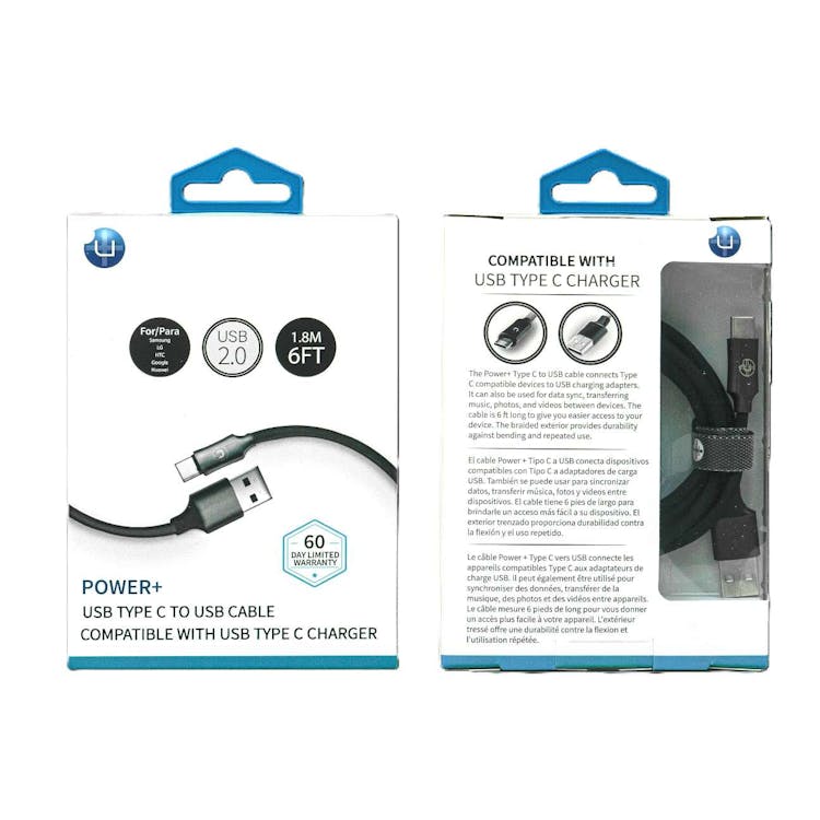 USB Type C to USB A Cable - 6 FT Black 3