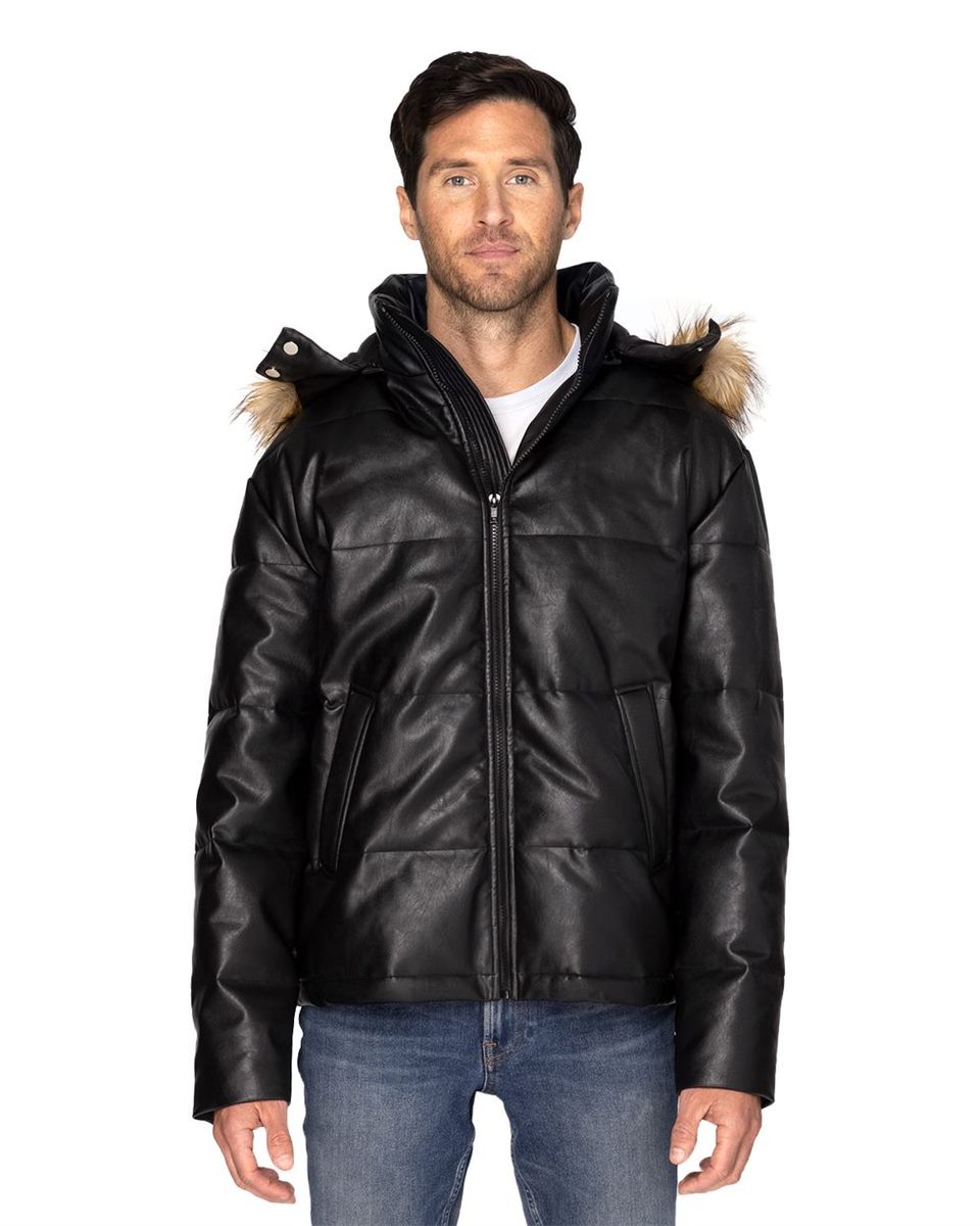 Unisex Vegan Leather Puffer Jacket - 397J - 397J | Patti
