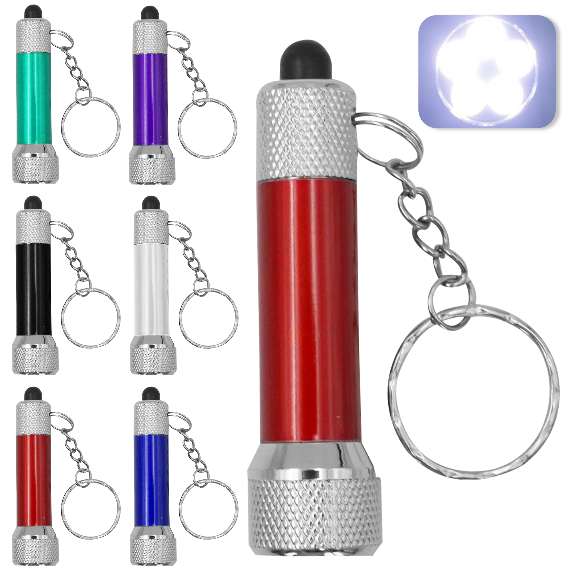 Mini 5 LED Metal Flashlight with Swivel Keychain MOQ 100PCS