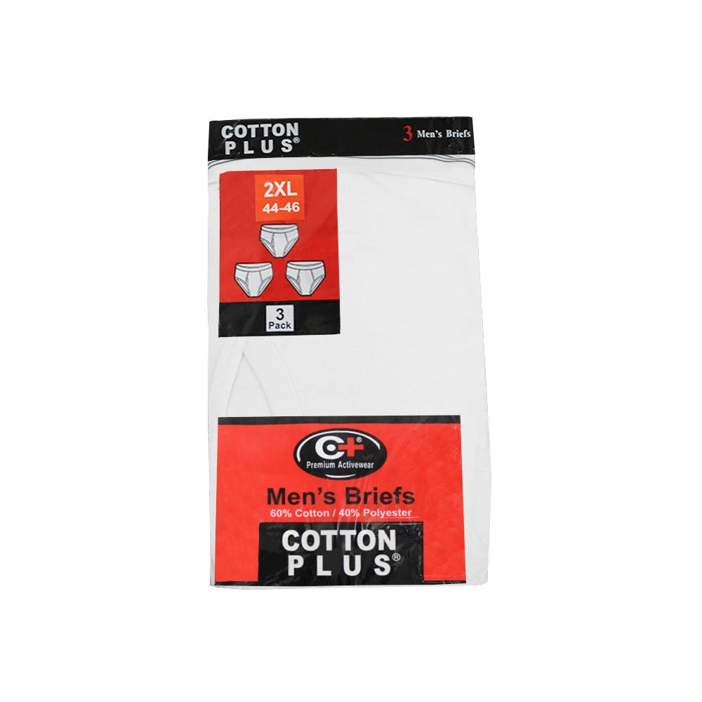 Cotton Plus Men's Briefs White 2X 1