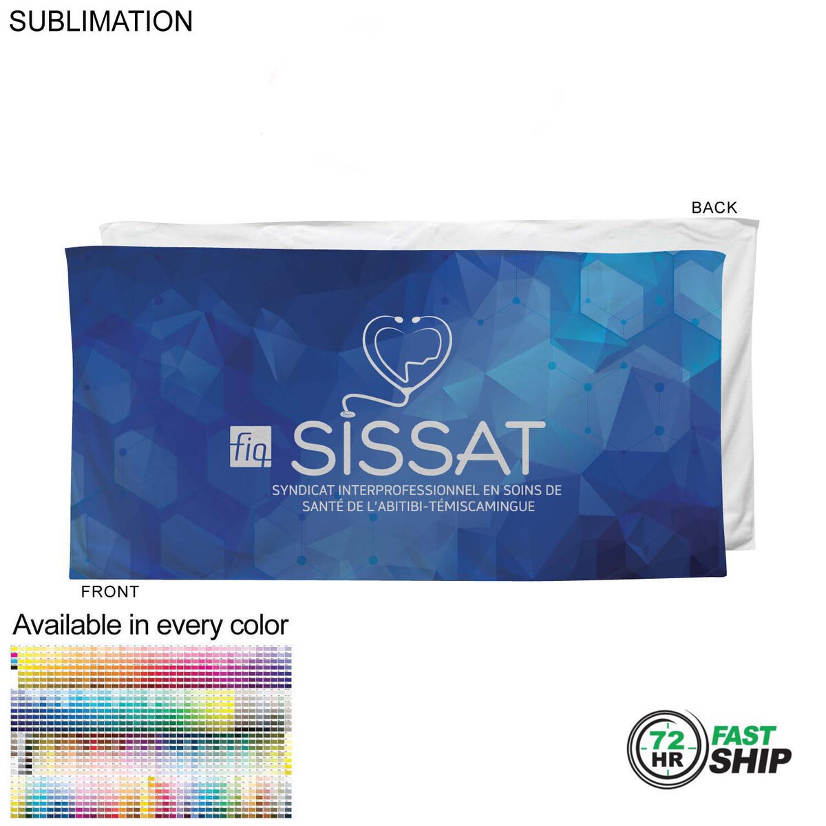 fiel 72 Hr Fast Ship - Heavier weight Plush Velour Terry Cotton Blend Beach Towel 30x60 Sublimated #SU698-4