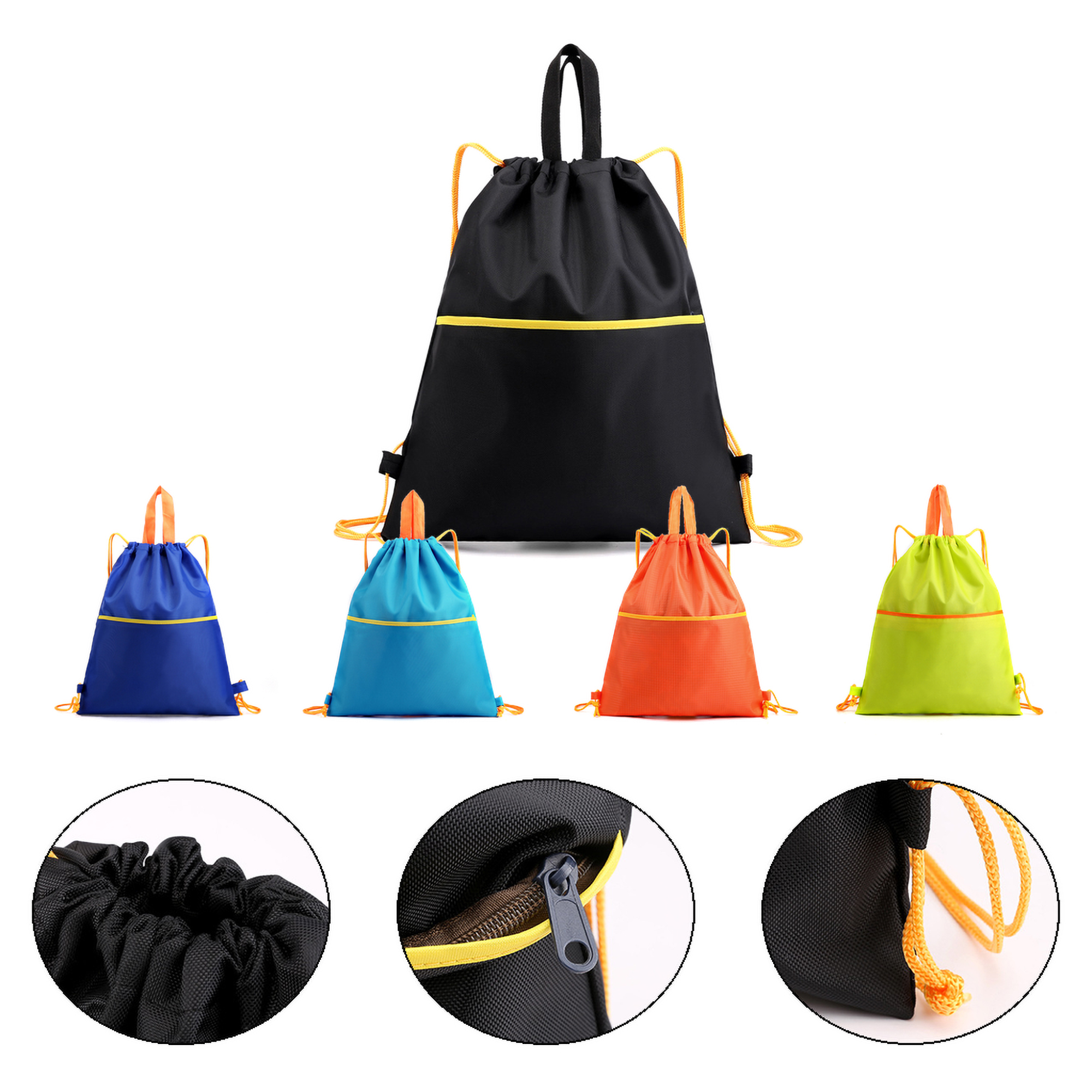 Nylon Drawstring Bag with Front Pocket 2