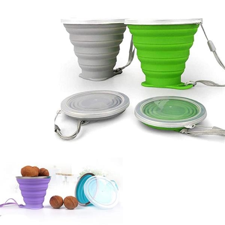 Silicone Folding Camping Cup with Lids