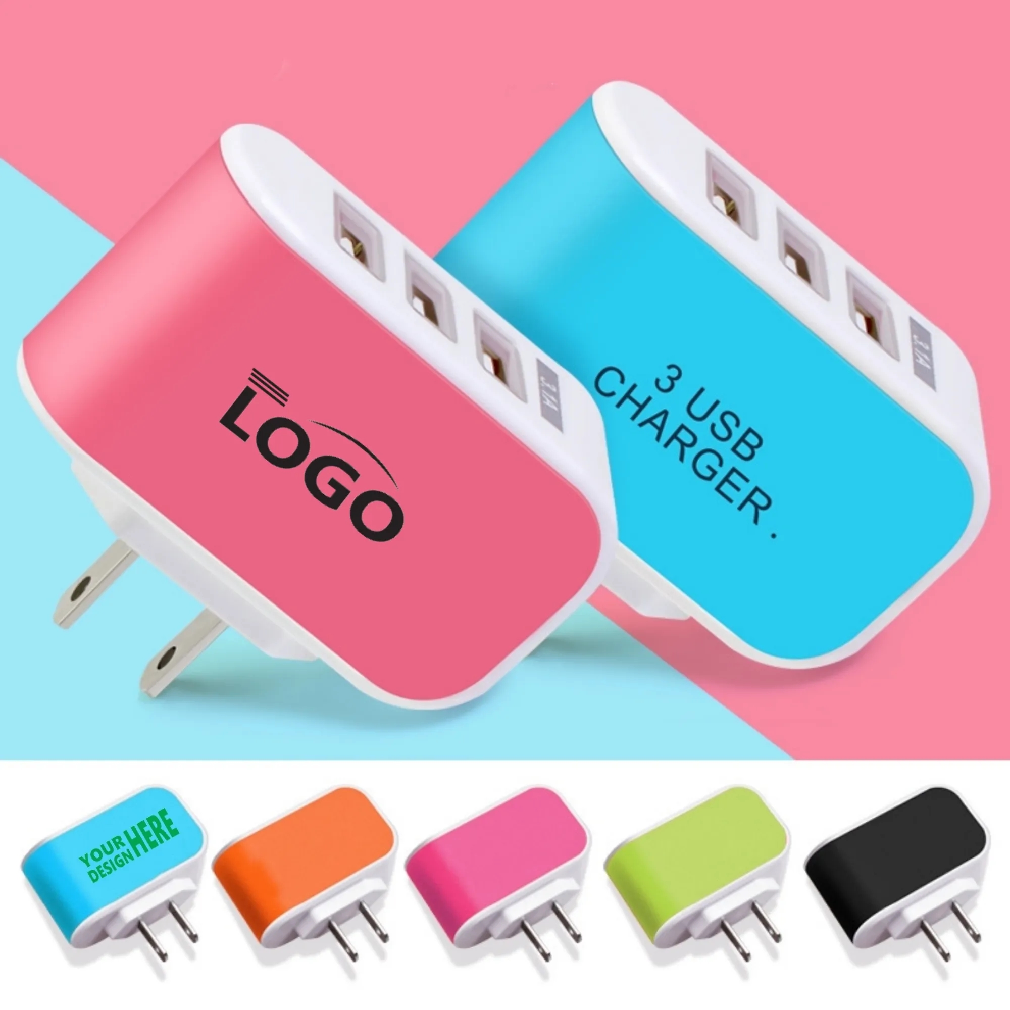 MOQ 10 PCS 3 Port USB C Wall Charger Block 4