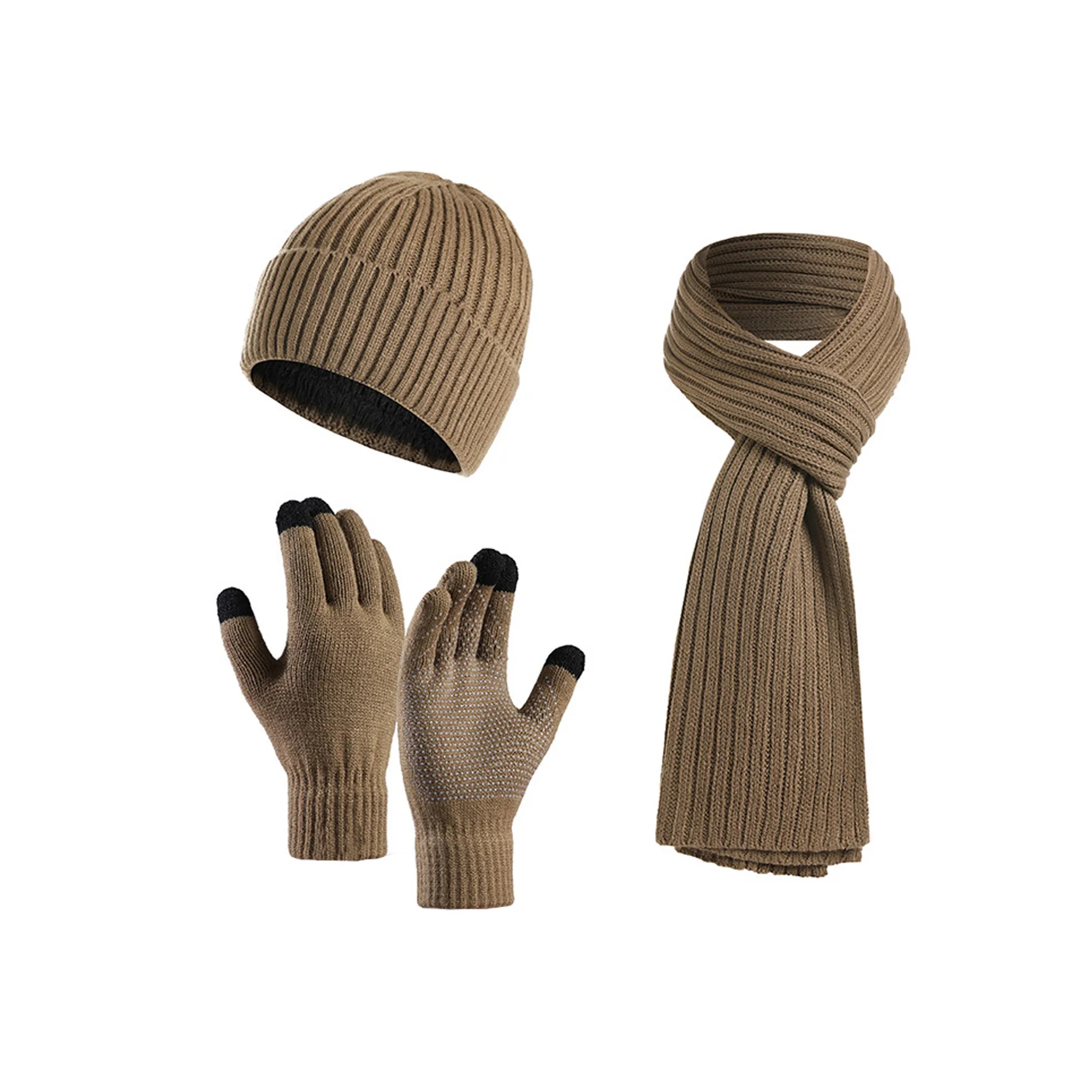 Winter Knitted Beanie Hat Scarf Glove Set 15