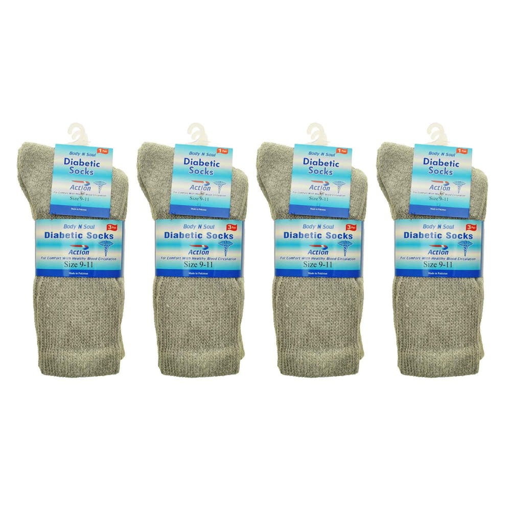 Cotton Diabetic Crew Socks - Gray 3