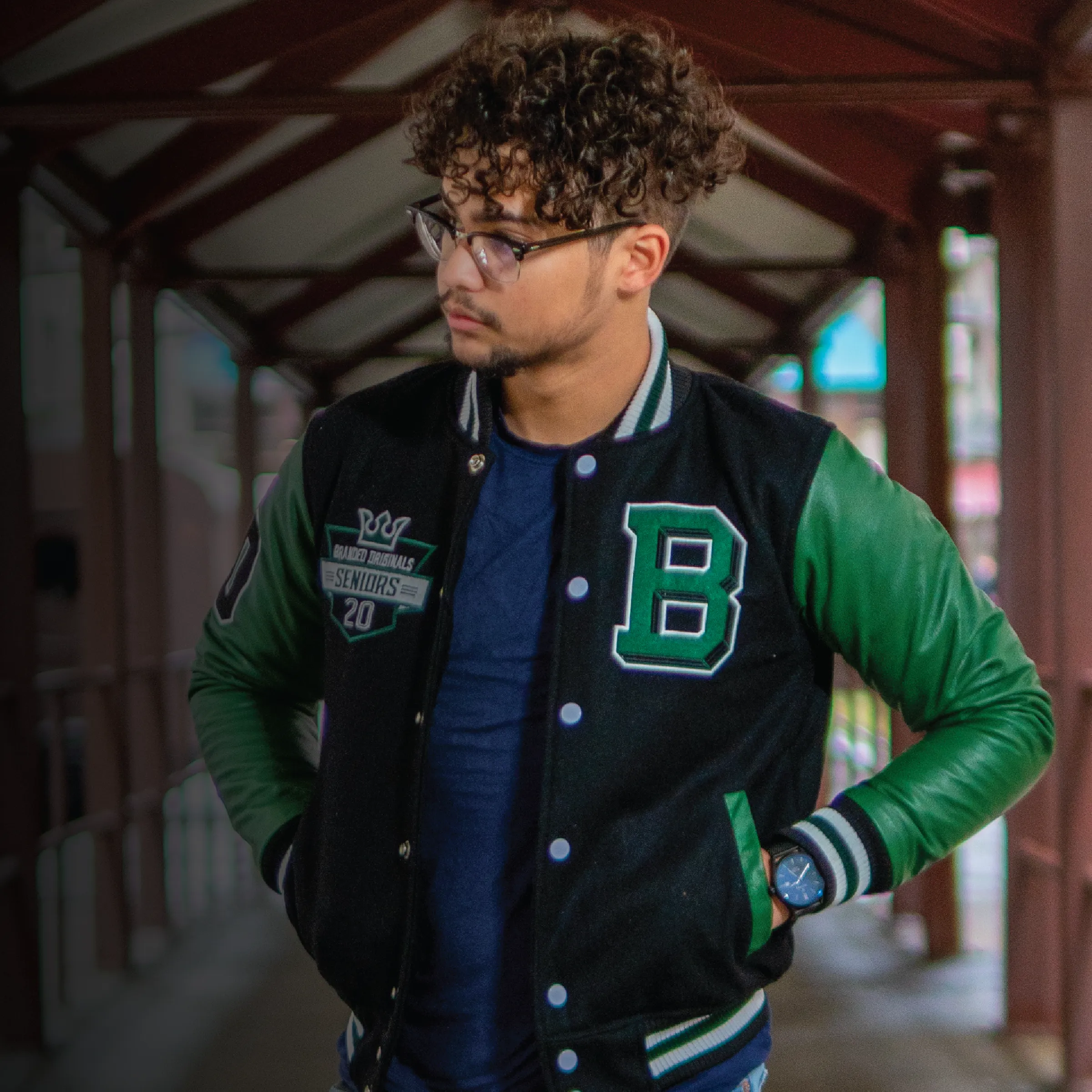 Vegan Leather and Wool Varsity Letterman Jacket 27