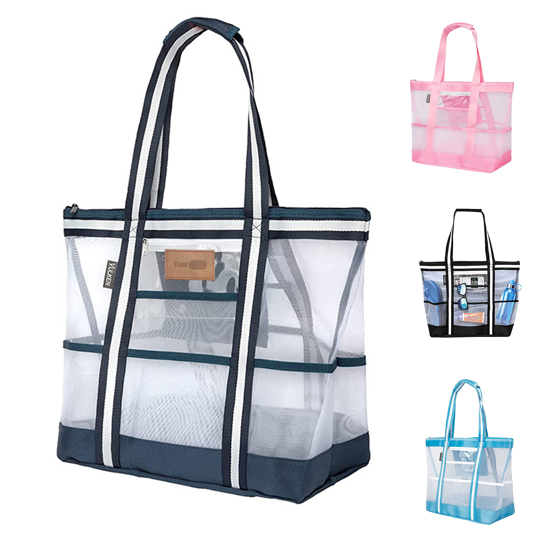 oxford Extra Large Mesh Beach tote Bag., custom tote bag with logo imprint 8