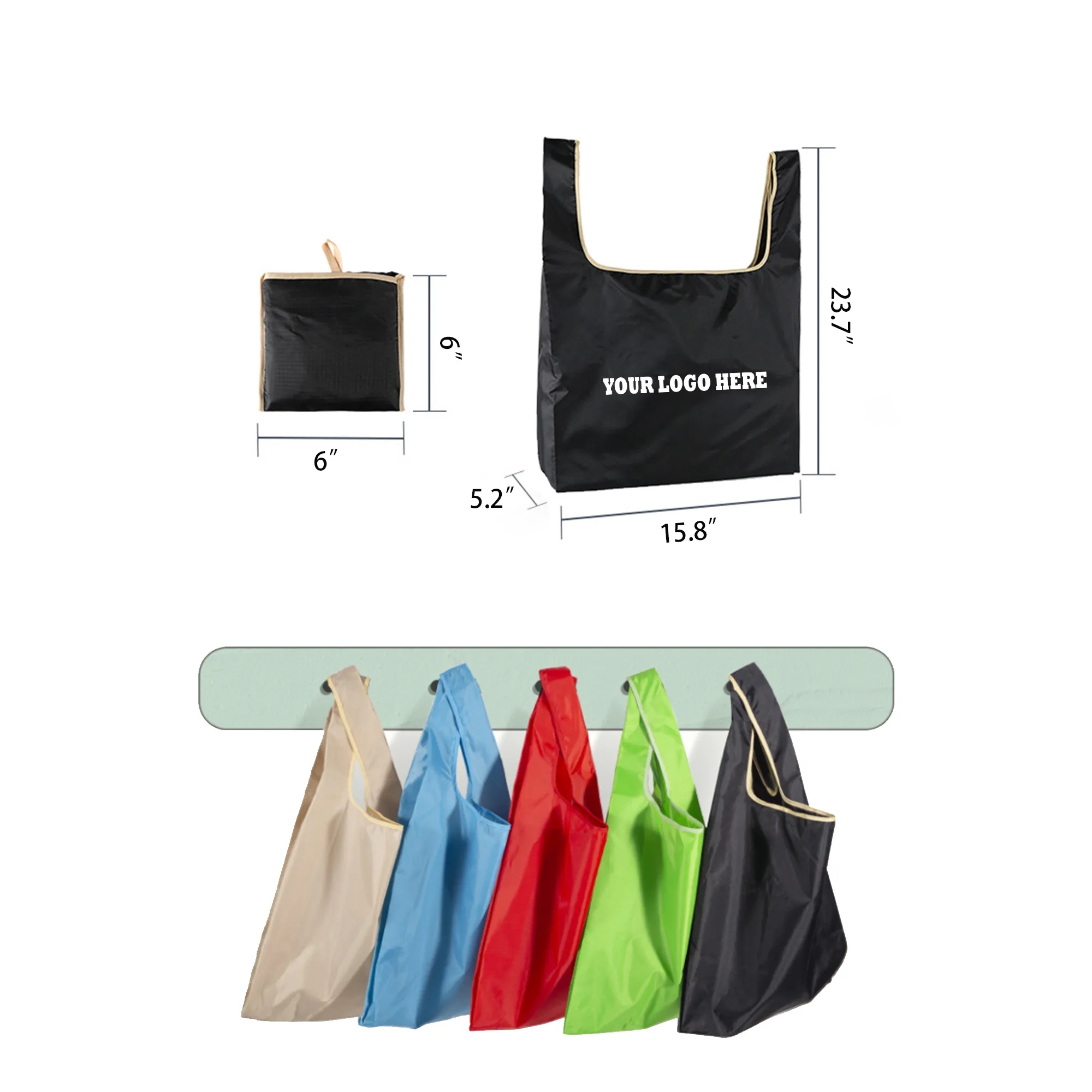 Folding Portable Environmental Storage Tote Bag MOQ 100PCS
