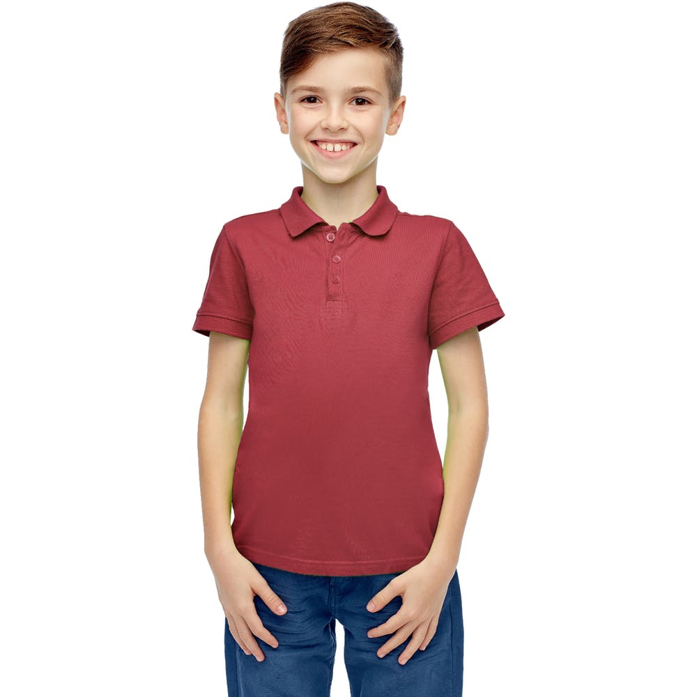 Boys' Uniform Polo Shirts - Burgundy Short Sleeve Size 4 3