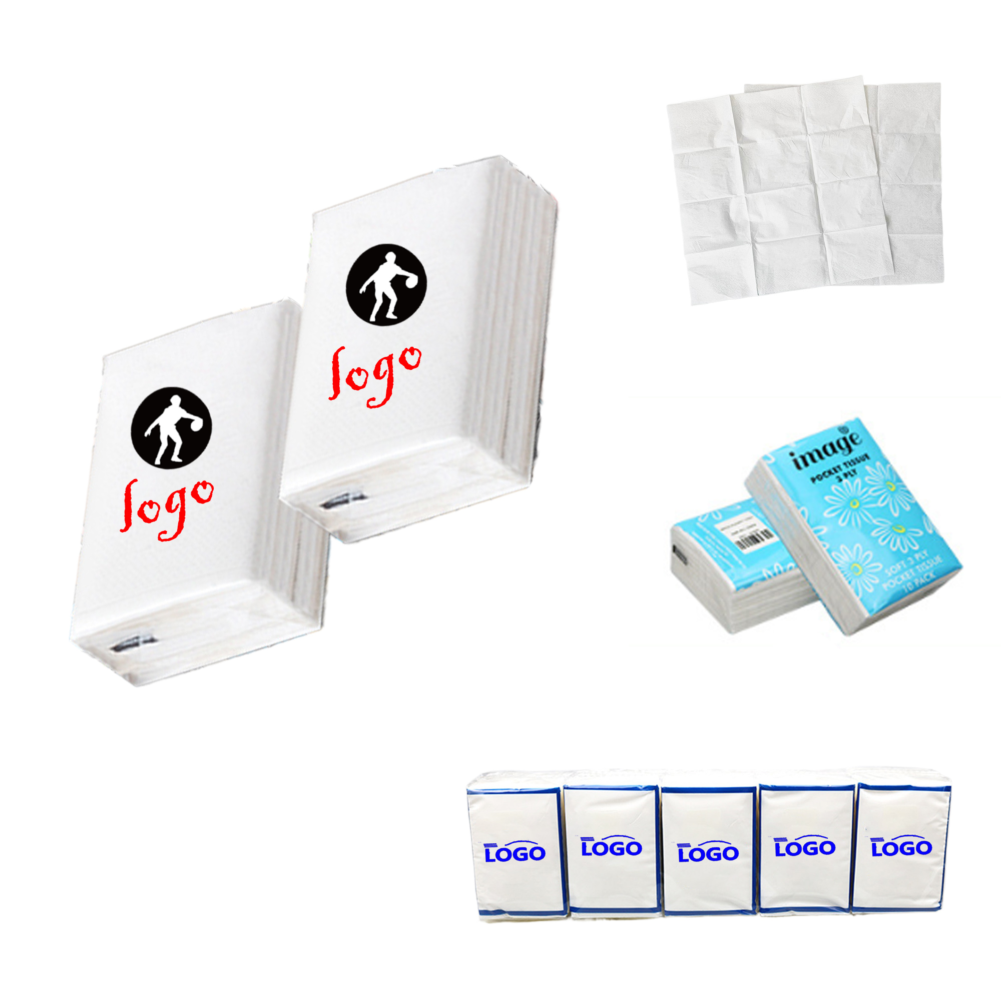 MOQ200 Custom Mini Tissue Napkins for Advertising