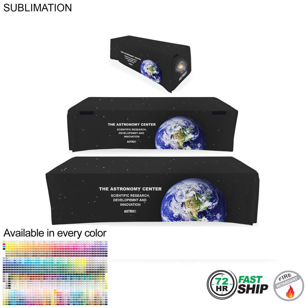 fiel 72 Hr Fast Ship - Sublimated Convertible Table Cloth Converts from 8' to 6' Drape style 4 sided #SU513-2